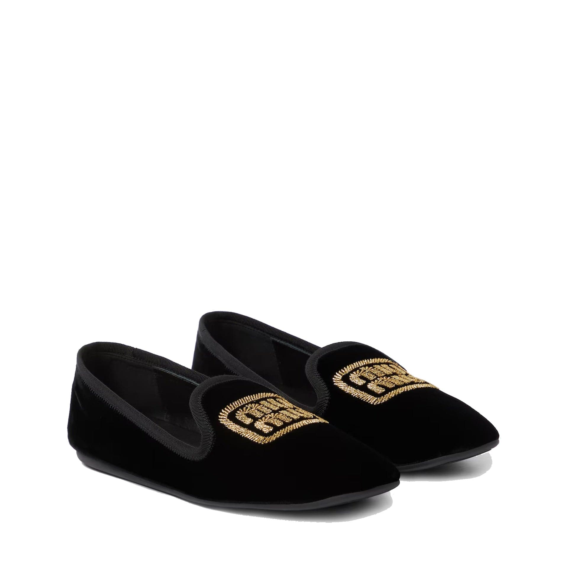 Miu Miu Logo Velvet Flats With Round Toe - alternate view