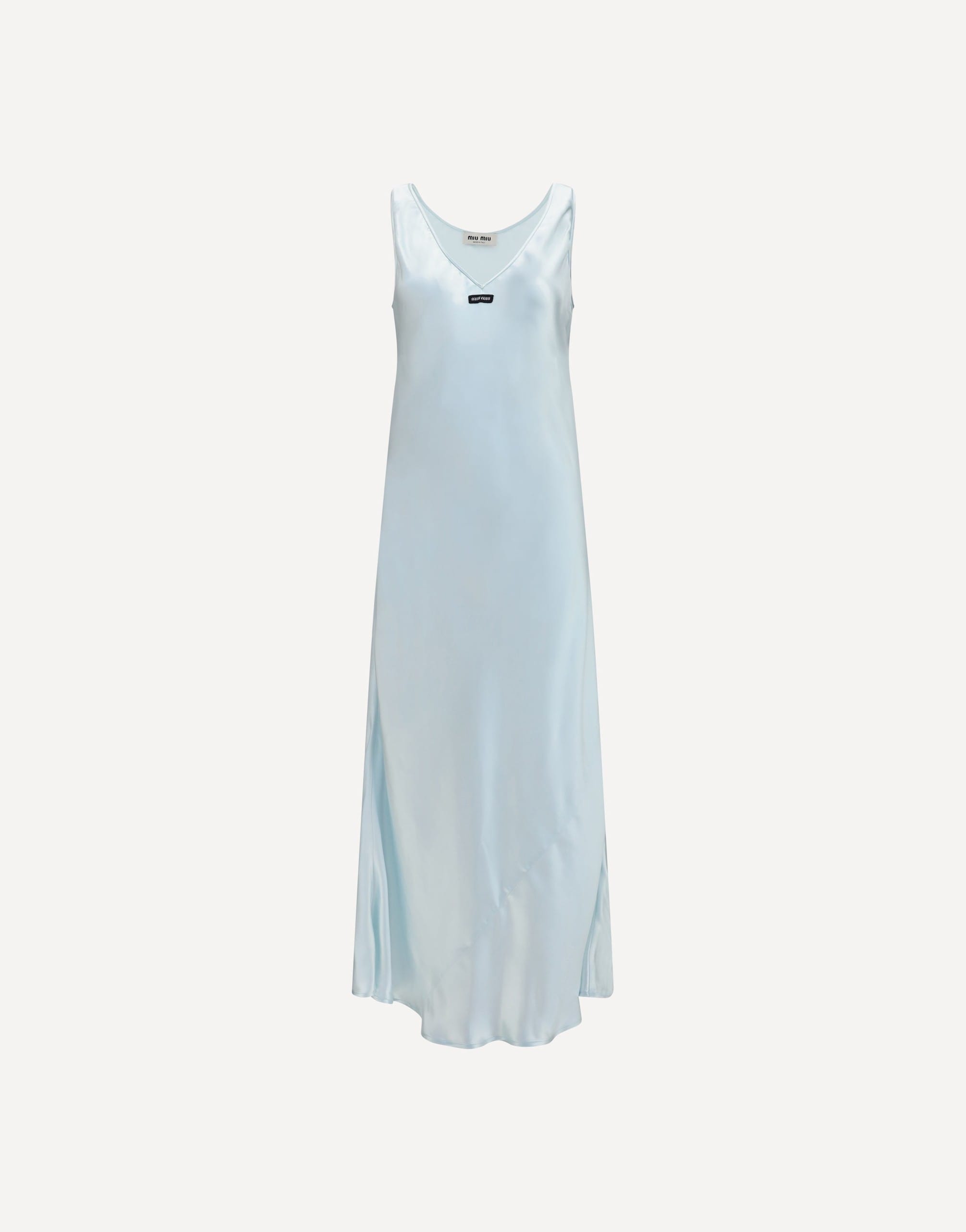 Miu Miu Miu Miu Long Satin V-Neck Dress