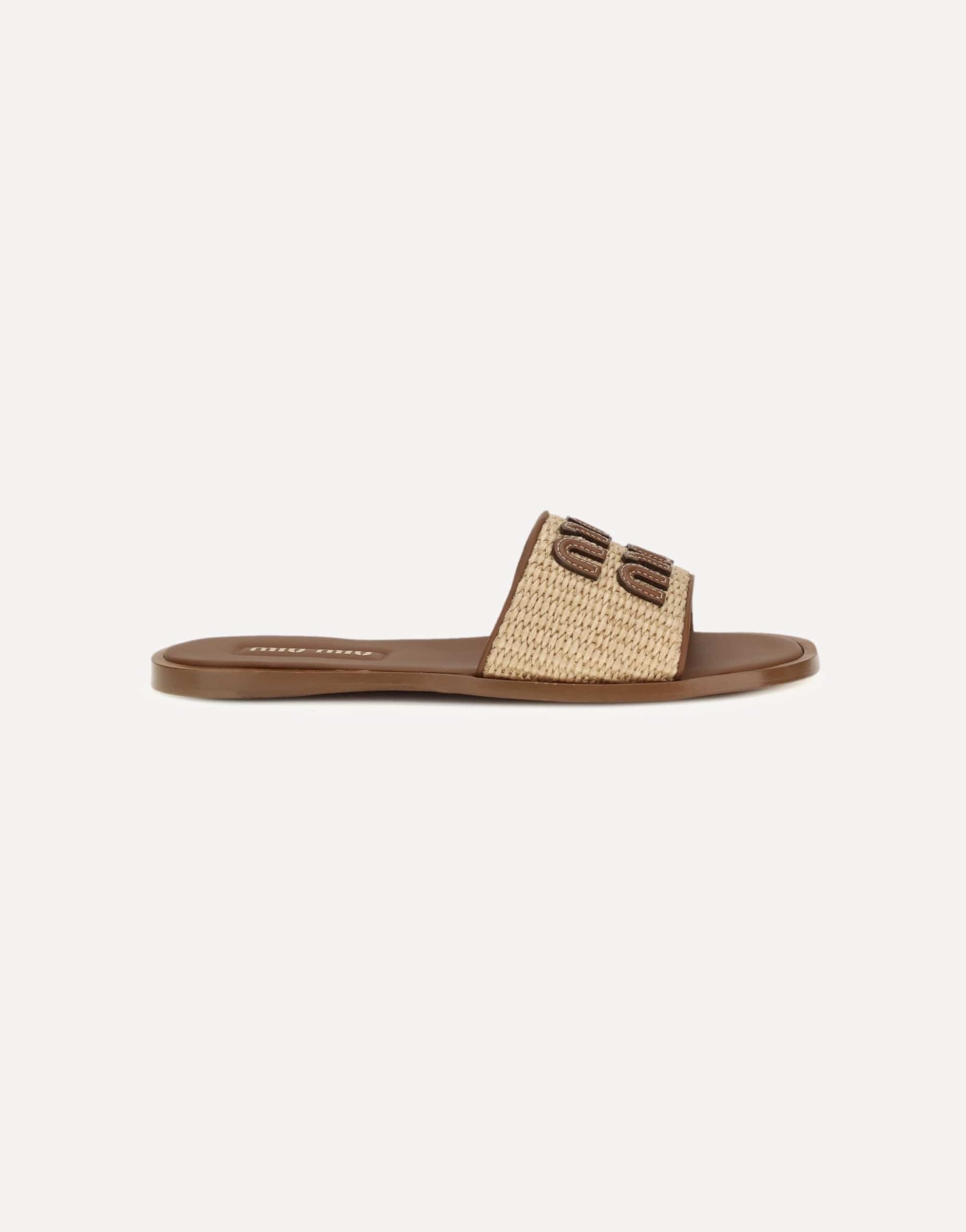 Miu Miu Raffia Slippers Sandals