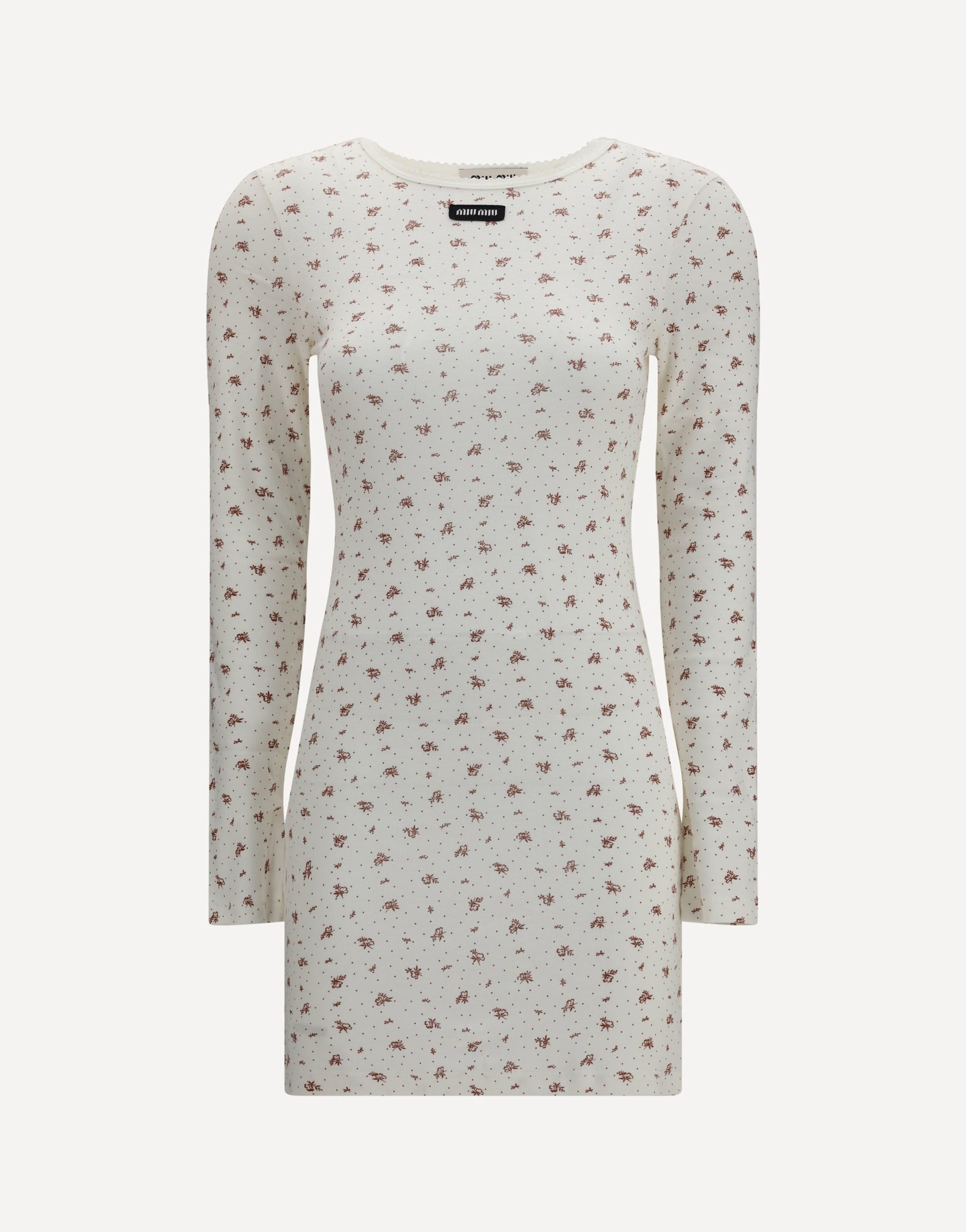 Miu Miu Ribbed Jersey Dress With Flowers