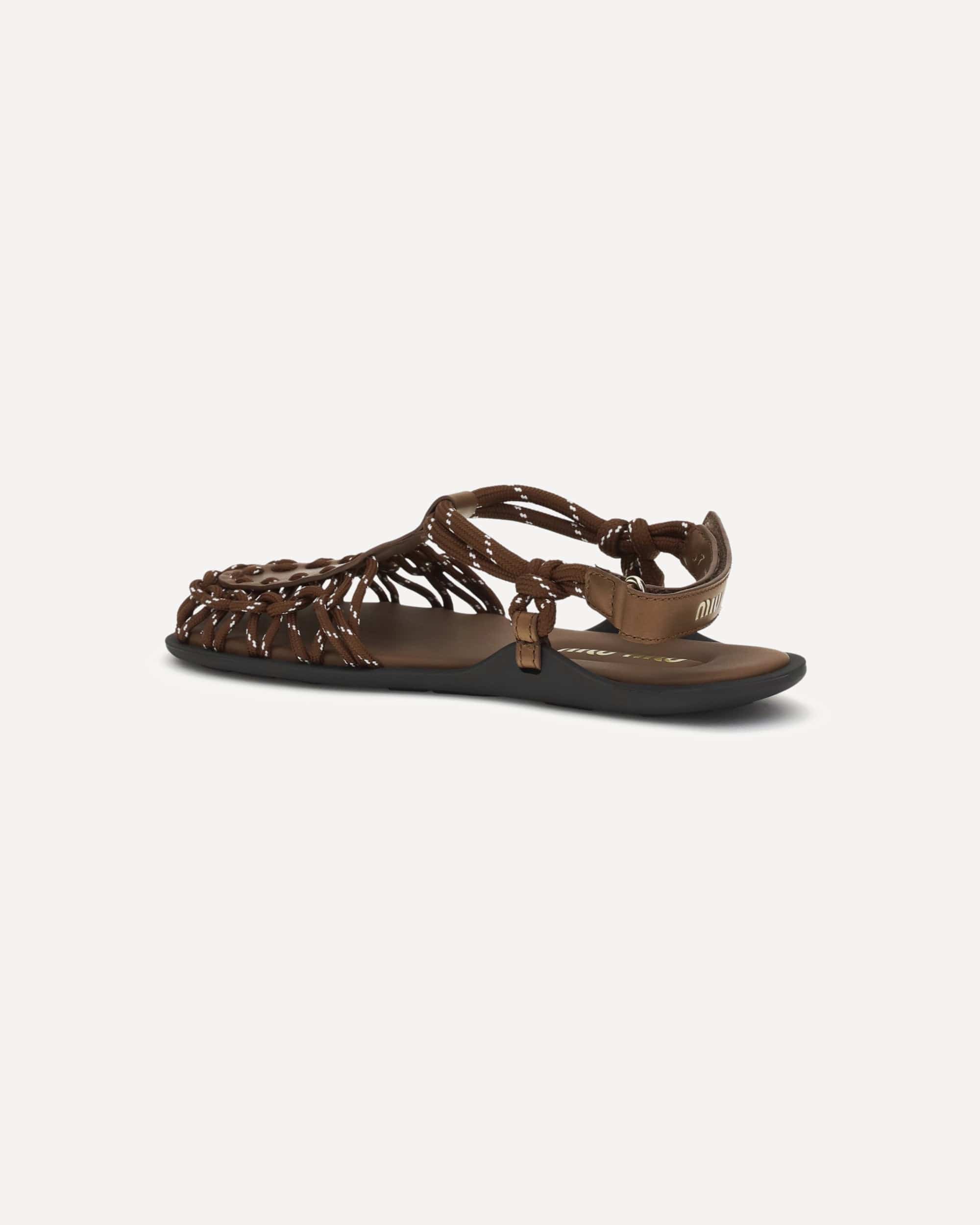 Miu Miu Rope And Leather Ruffle Sandals