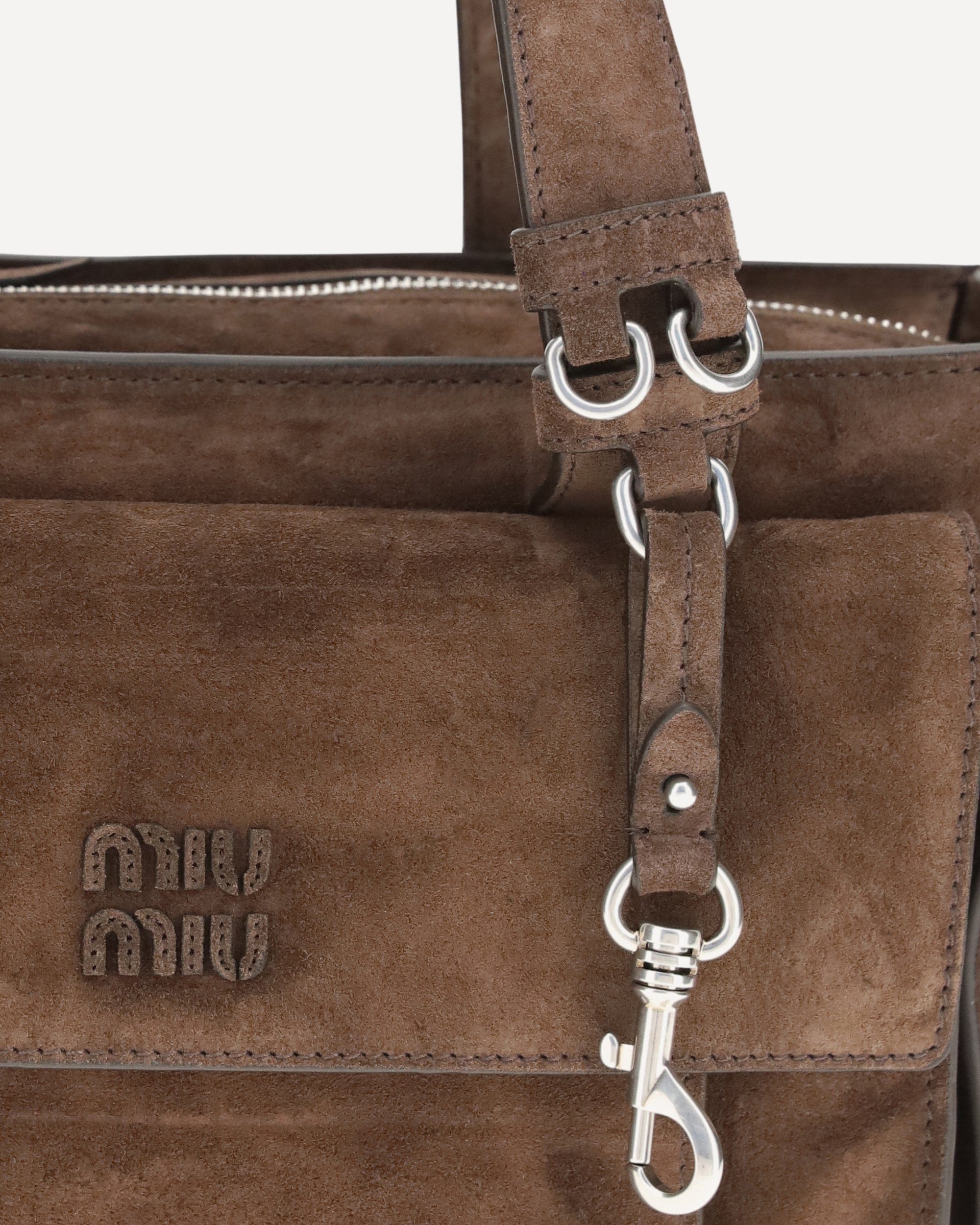 Miu Miu Utilitaire Shoulder Bag In Suede Calfskin