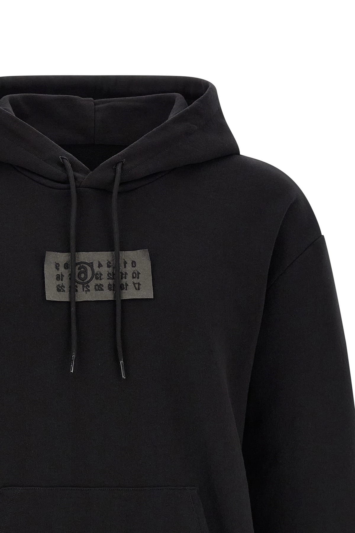 MM6 Maison Margiela MM6 Maison Margiela Black Cotton Logo Patch Hoodie