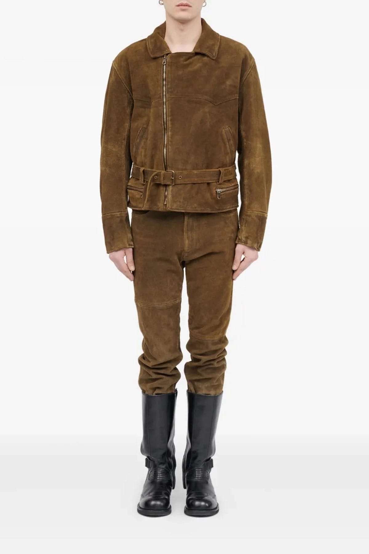 MM6 Maison Margiela Brown Suede Biker Jacket - alternate view