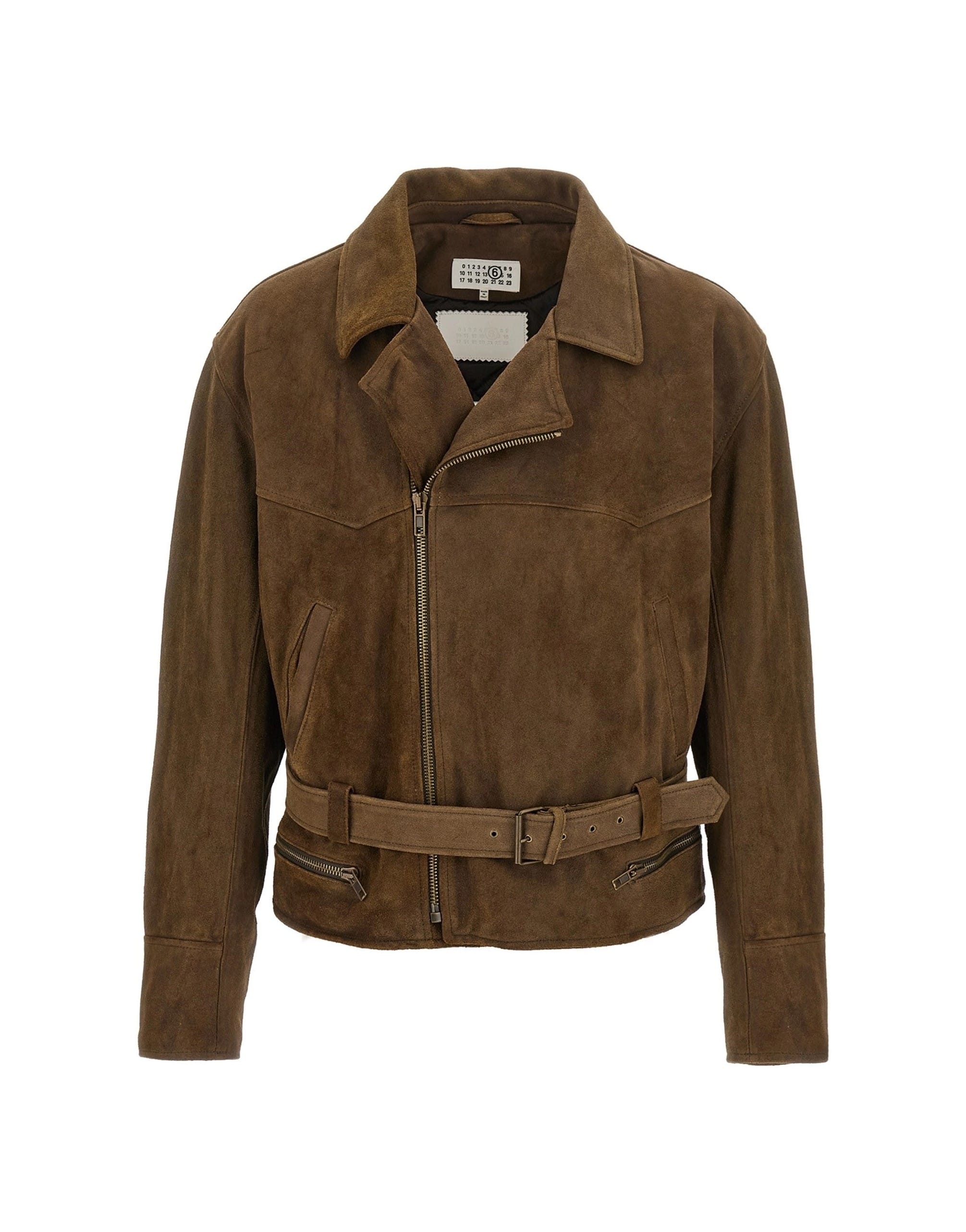 MM6 Maison Margiela MM6 Maison Margiela Brown Suede Biker Jacket