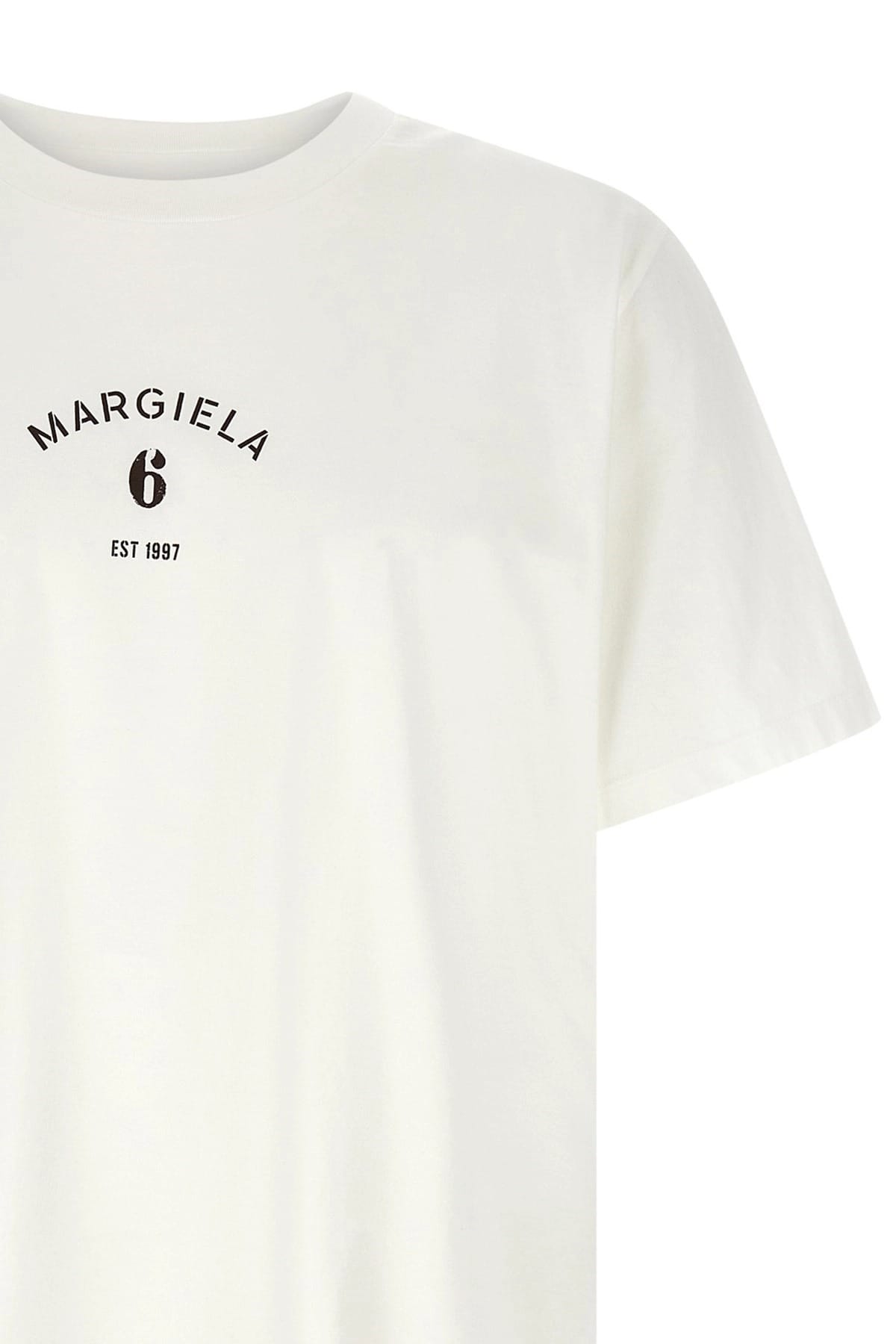 MM6 Maison Margiela MM6 Maison Margiela White Stitch Line Printed T-Shirt