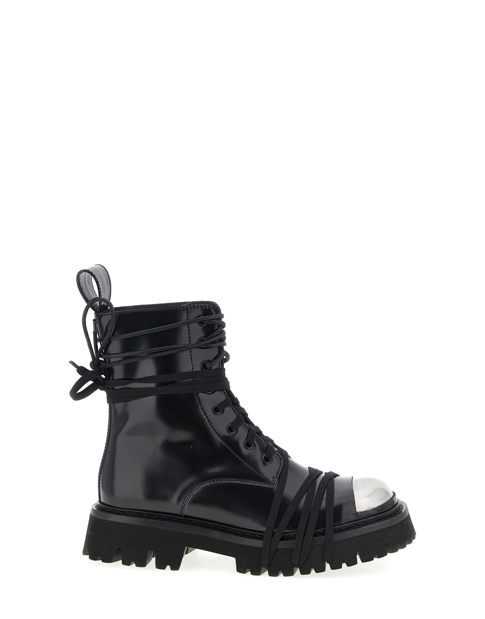 Moschino Moschino Black Leather Combat Boots