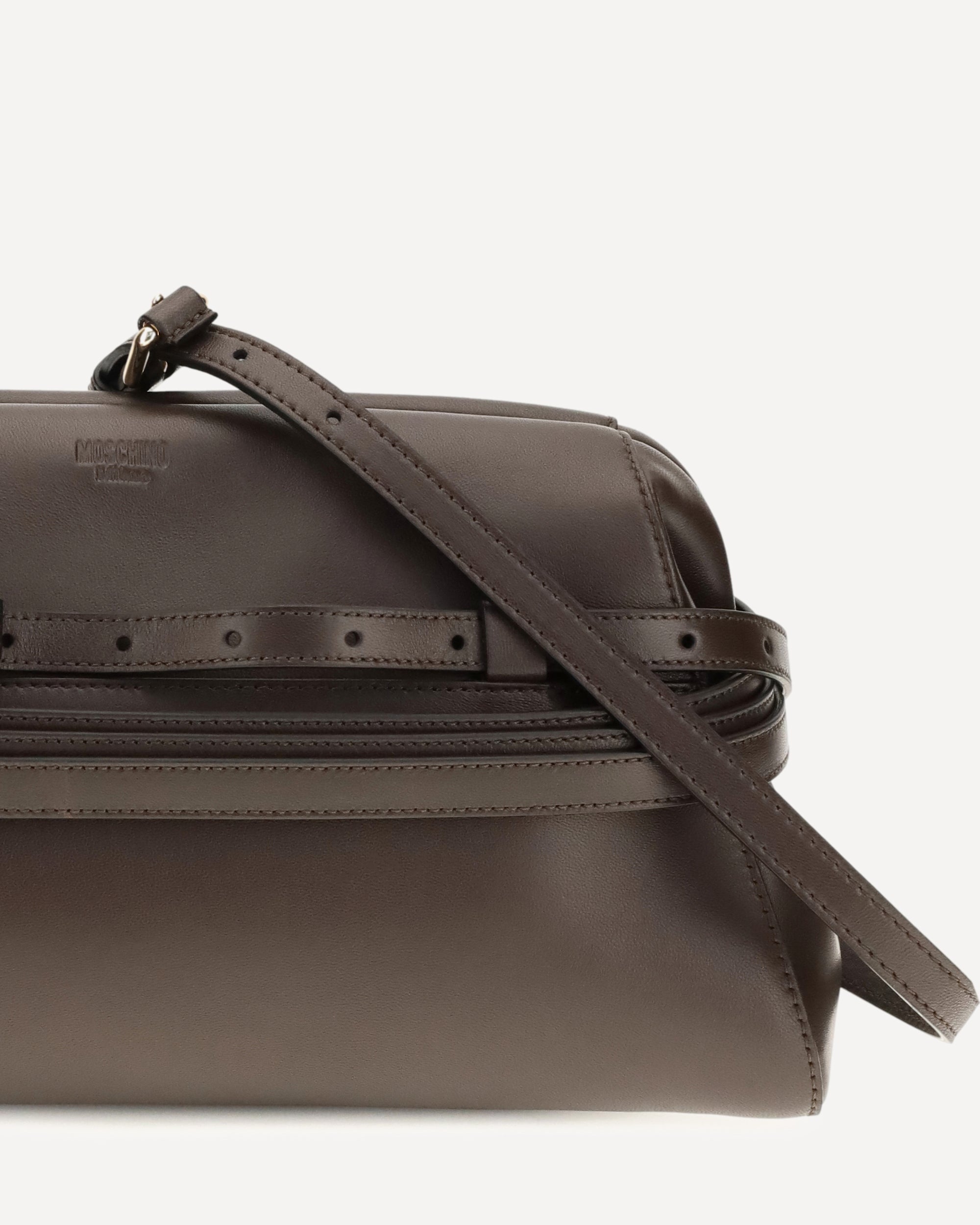 Moschino Leather Clutch With Buckle Detail