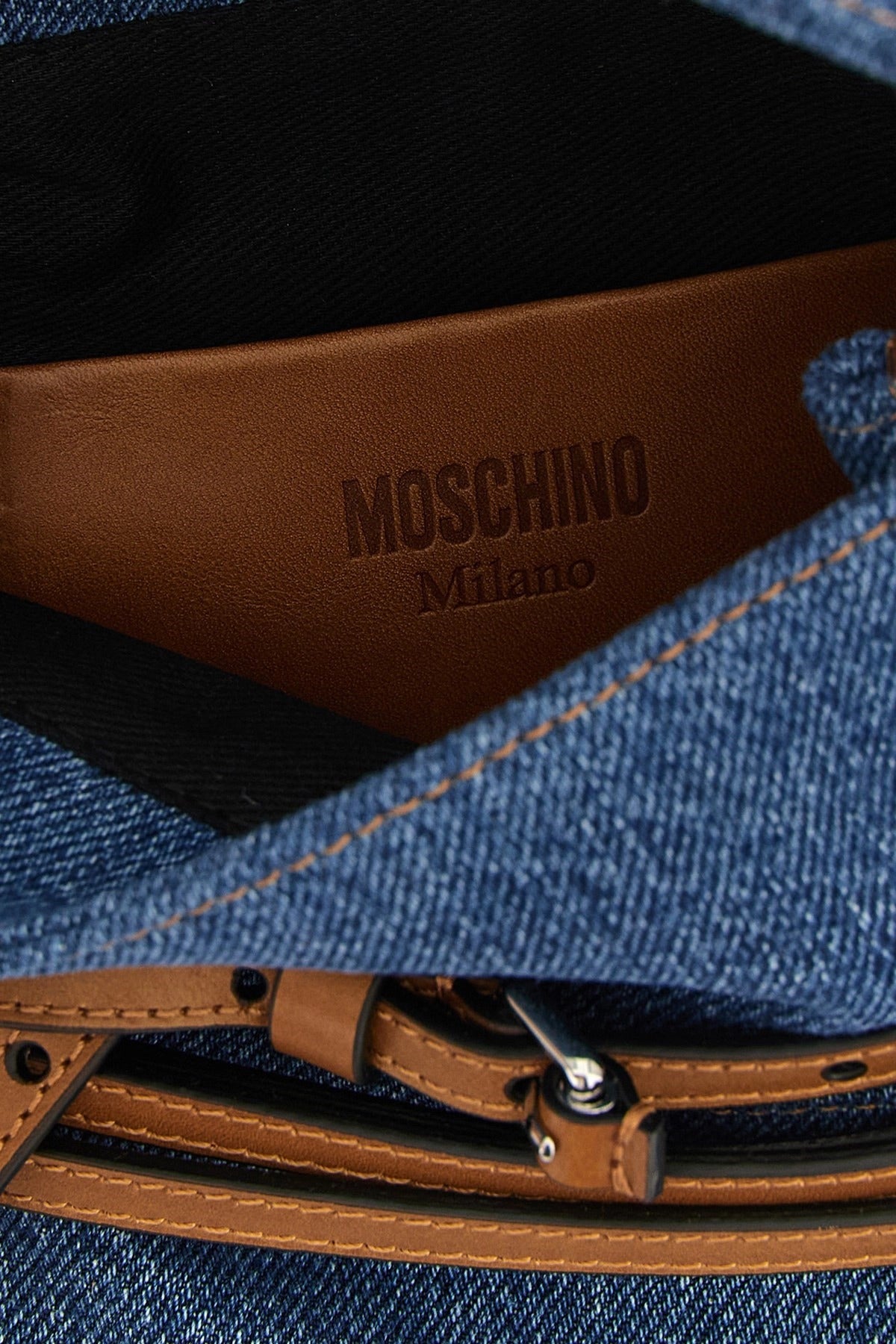 Moschino Tie Me スモール デニム ハンドバッグ