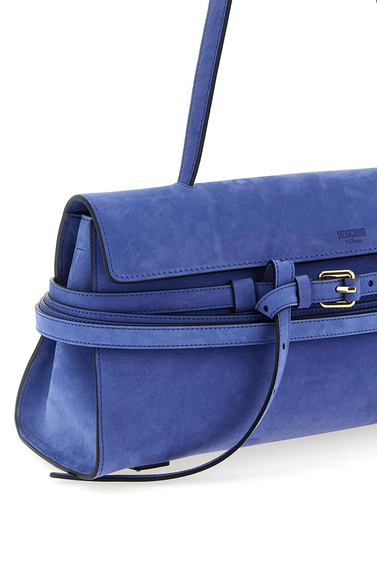 Moschino Moschino Tie Me Suede Shoulder Bag