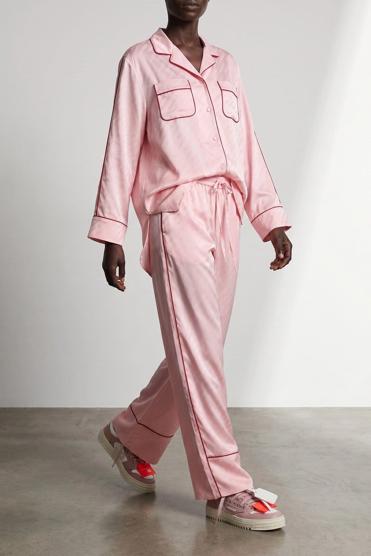 Off-White Jacquard Satin Pajama Pants