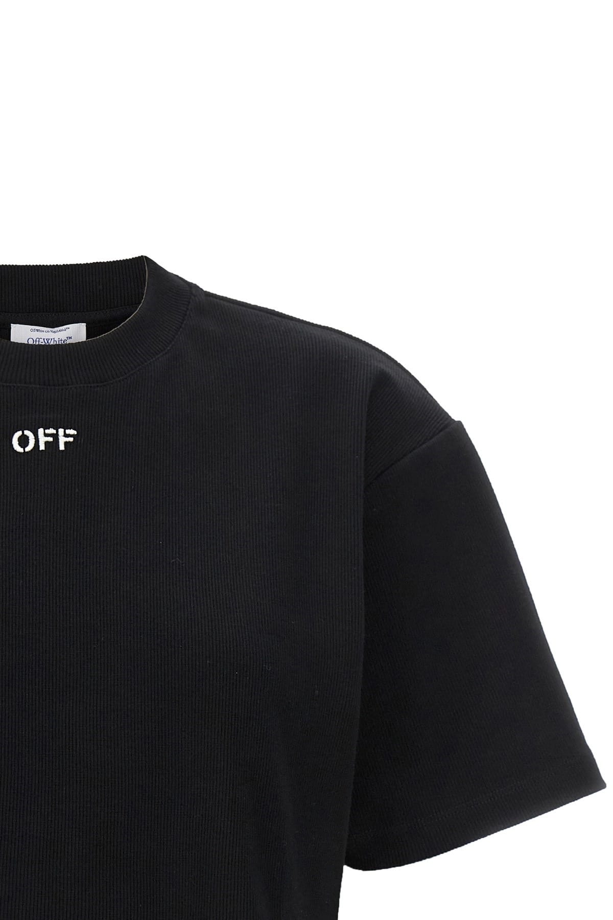 Off-White Off-White Off Stamp Ribbed Crop T-Shirt
