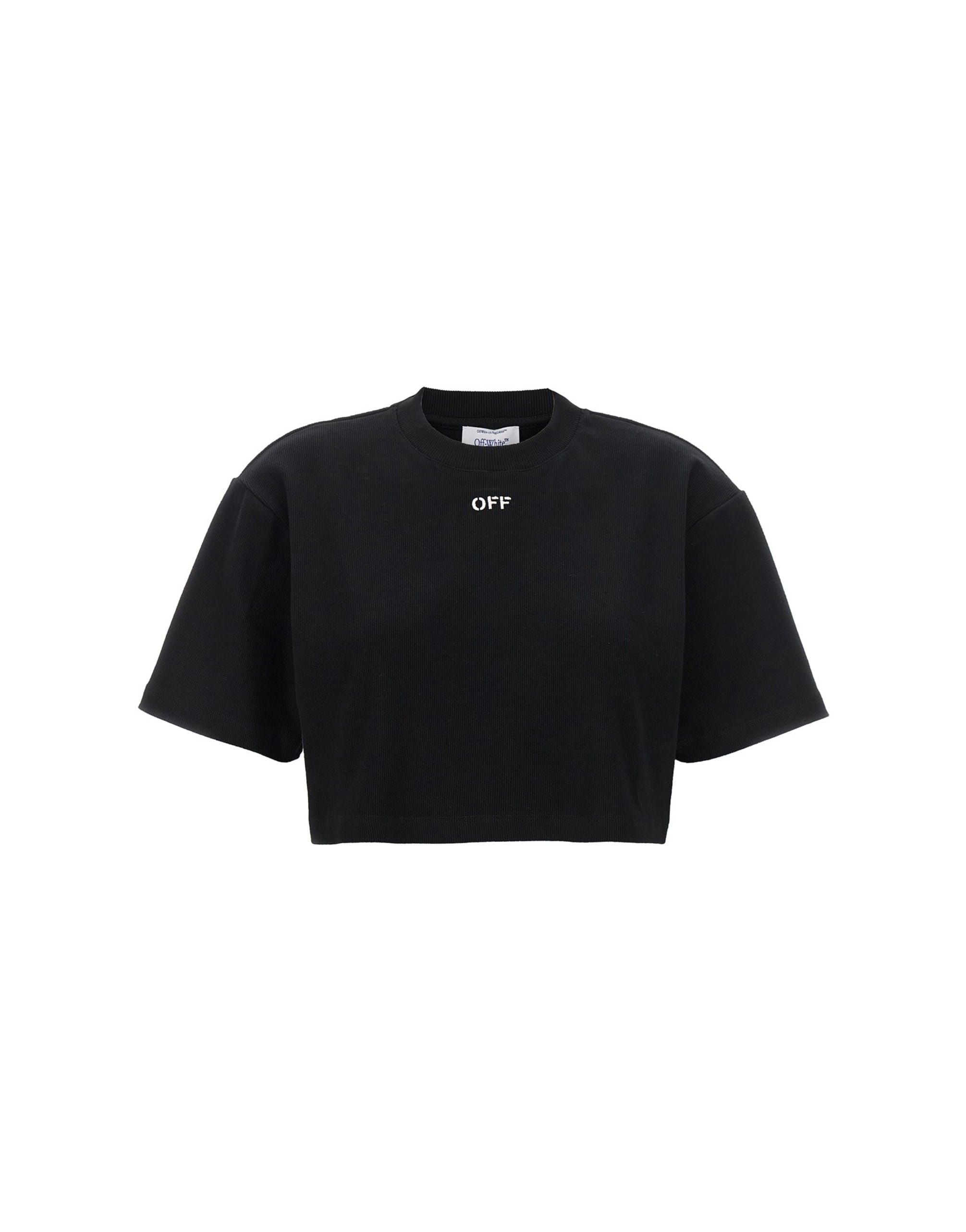 Off-White Off-White Off Stamp Ribbed Crop T-Shirt