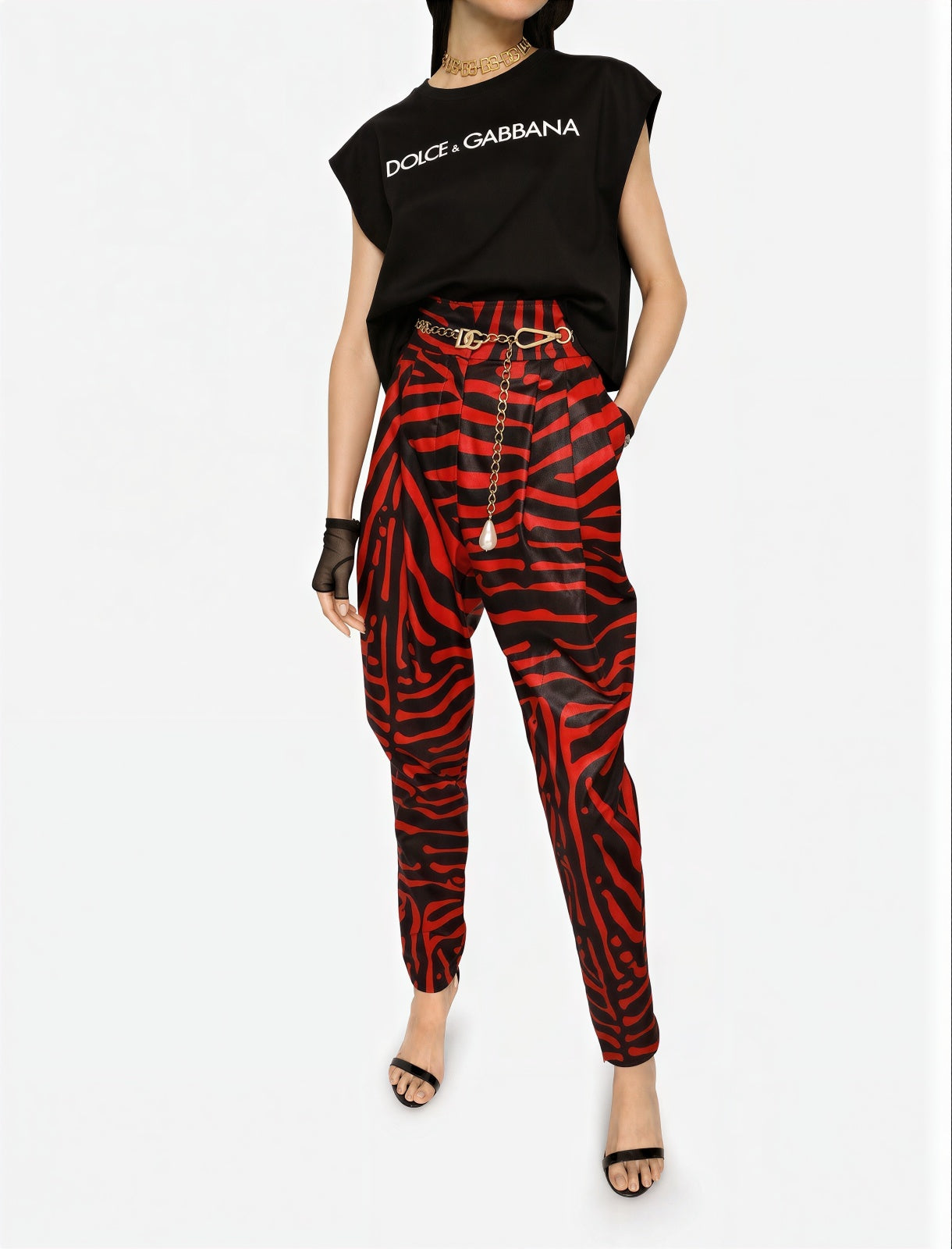 Dolce & Gabbana Zebra Print High Waist Trousers