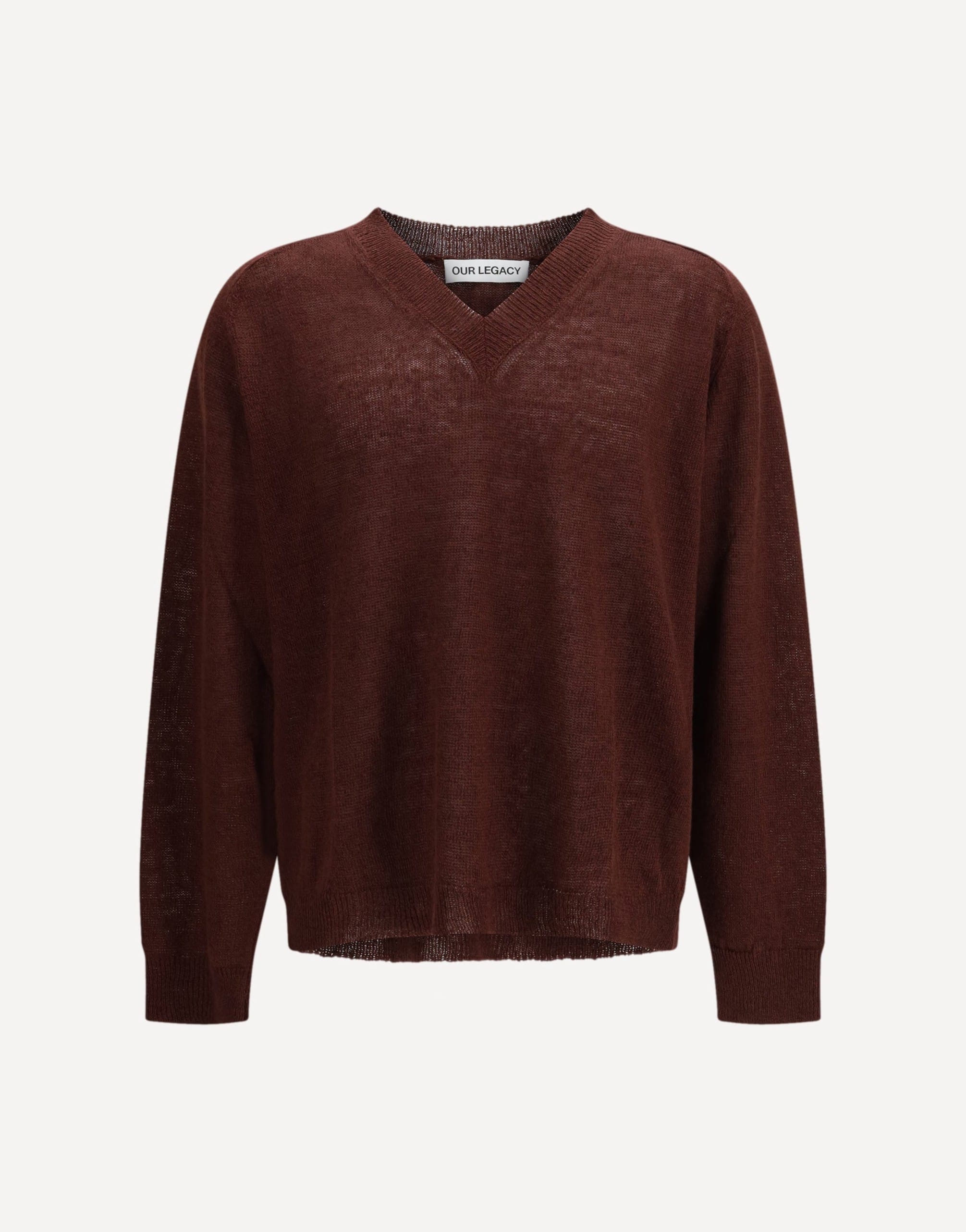 Our Legacy Linen V-Neck Sweater With Ribbed Trim