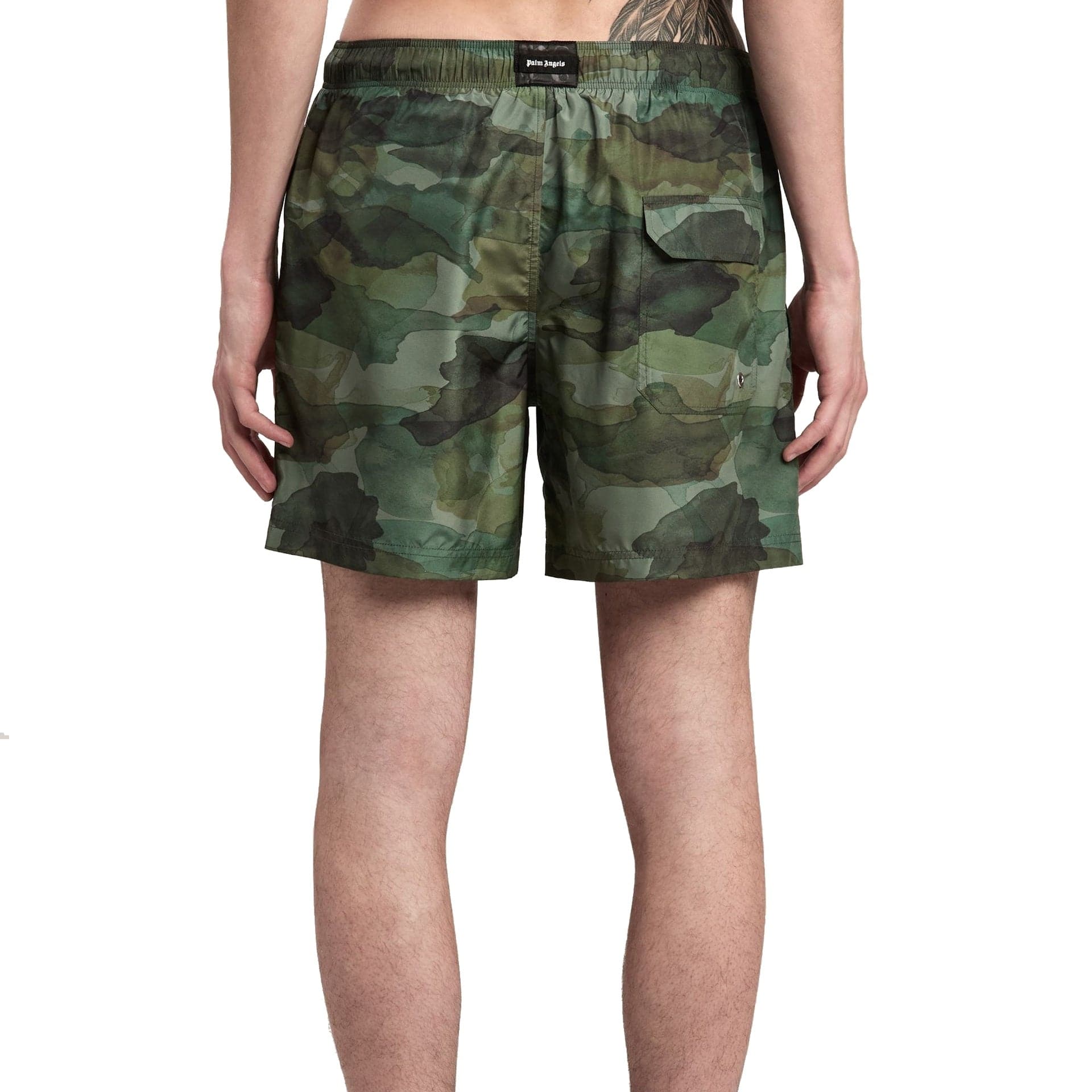 Palm Angels Camouflage Swim Shorts With Logo