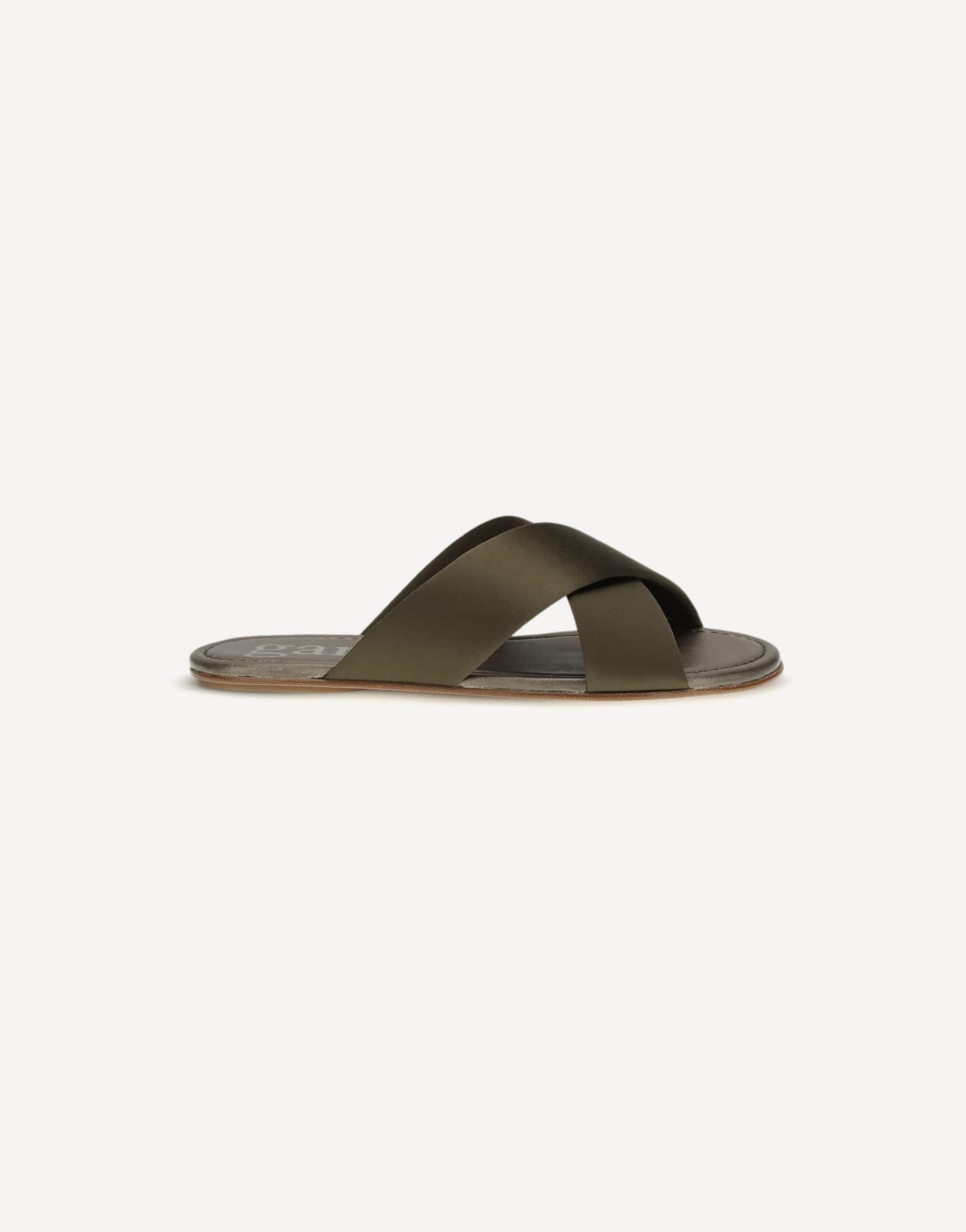 Pedro García Pavana Olive Silk-Satin Sandals