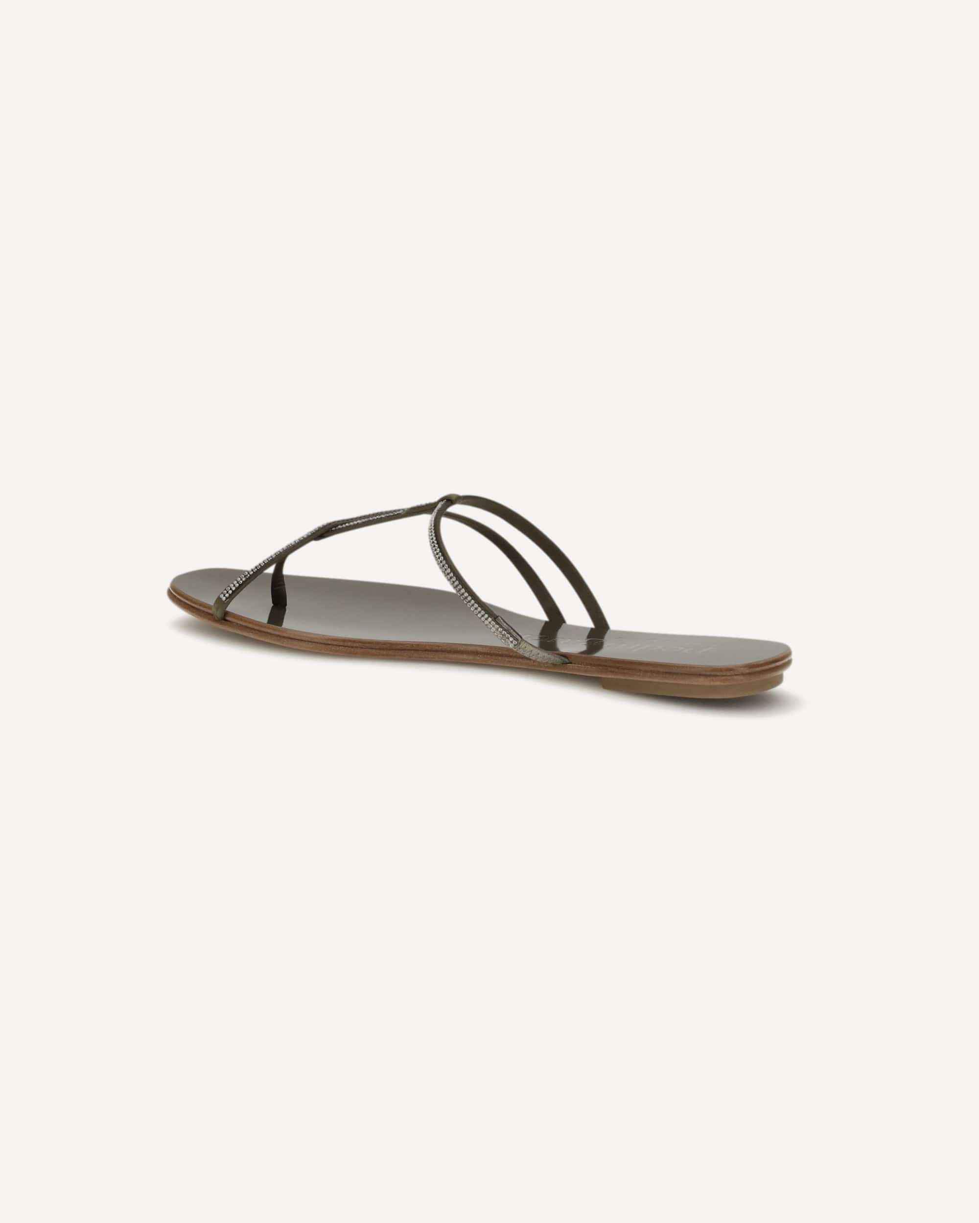 Pedro García Rhinestone Satin Flip-Flop Sandals