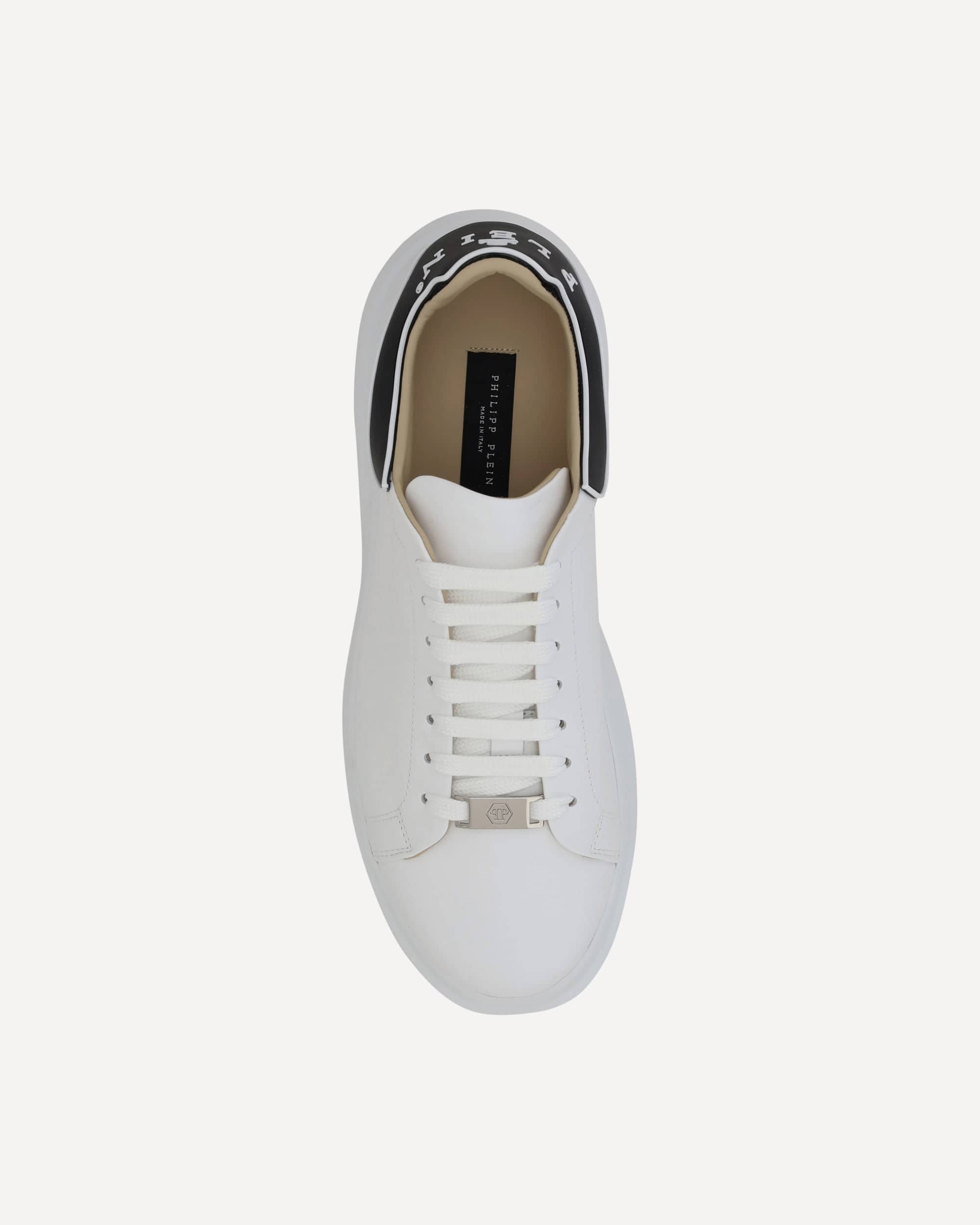 Philipp Plein Leather Lace-Up Sneakers With Monogram Heel