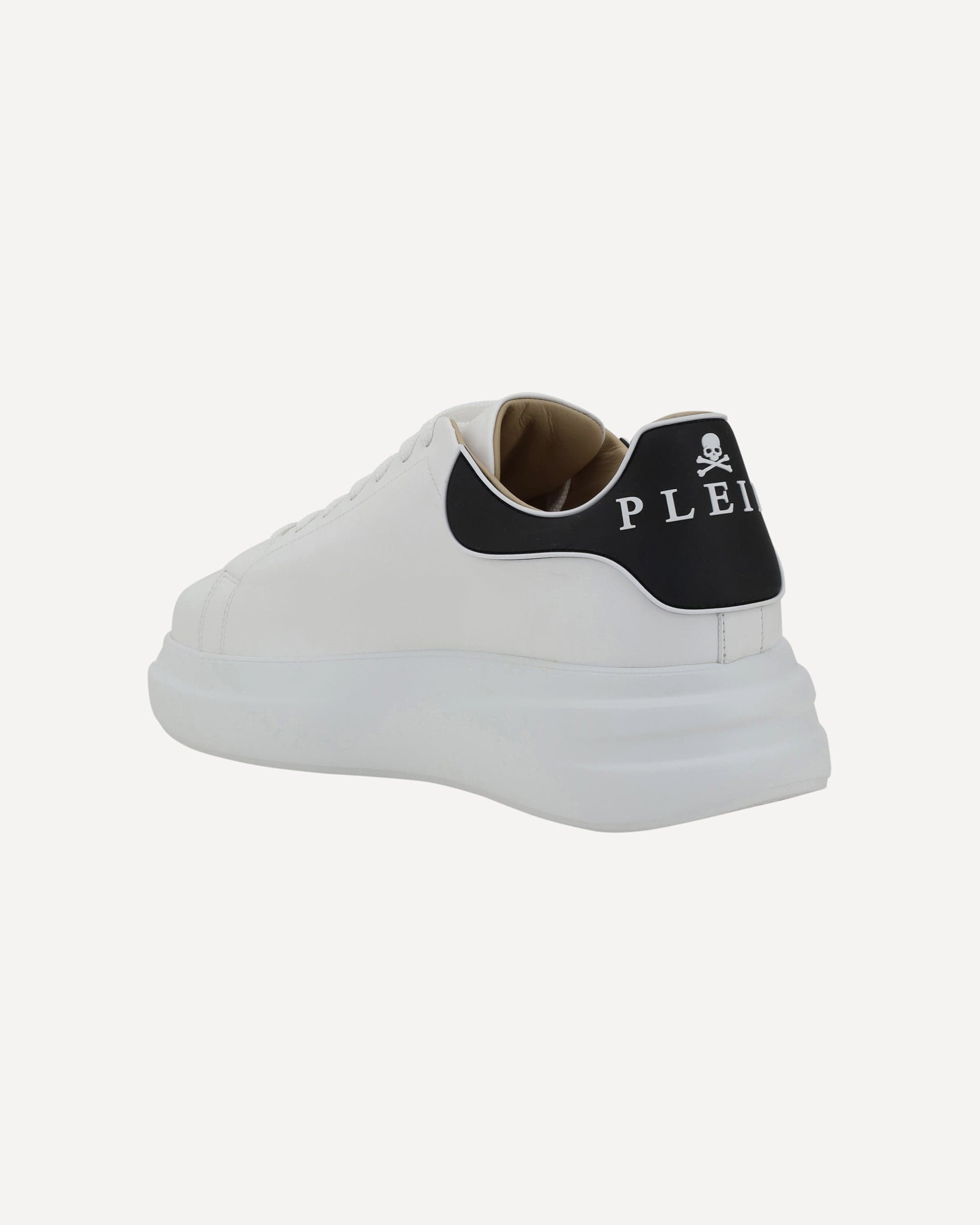 Philipp Plein Leather Lace-Up Sneakers With Monogram Heel