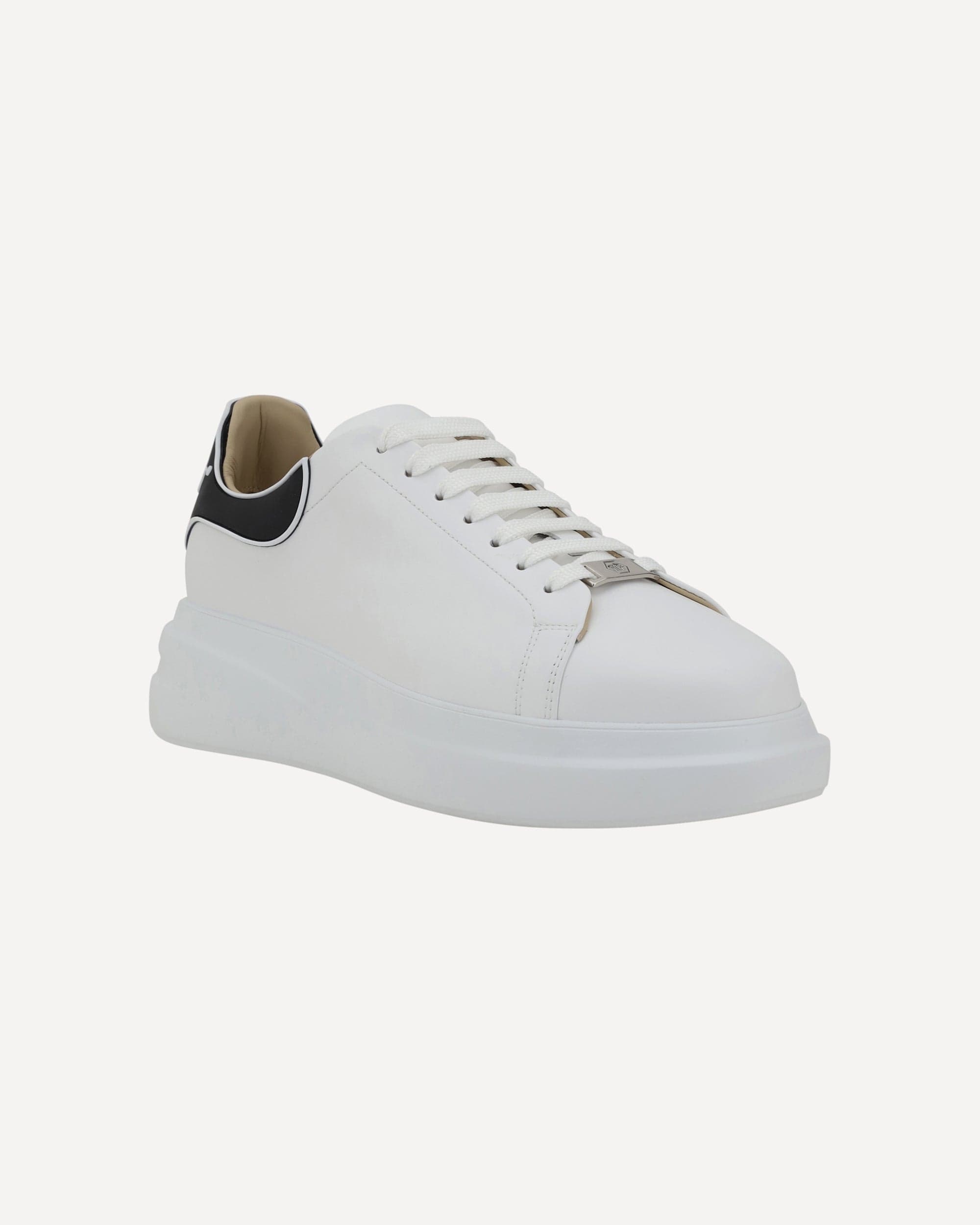 Philipp Plein Leather Lace-Up Sneakers With Monogram Heel