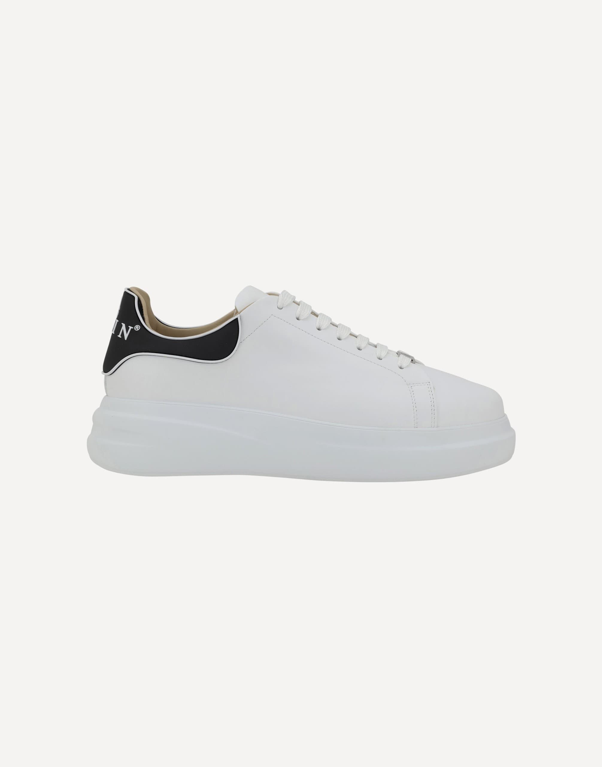 Philipp Plein Leather Lace-Up Sneakers With Monogram Heel