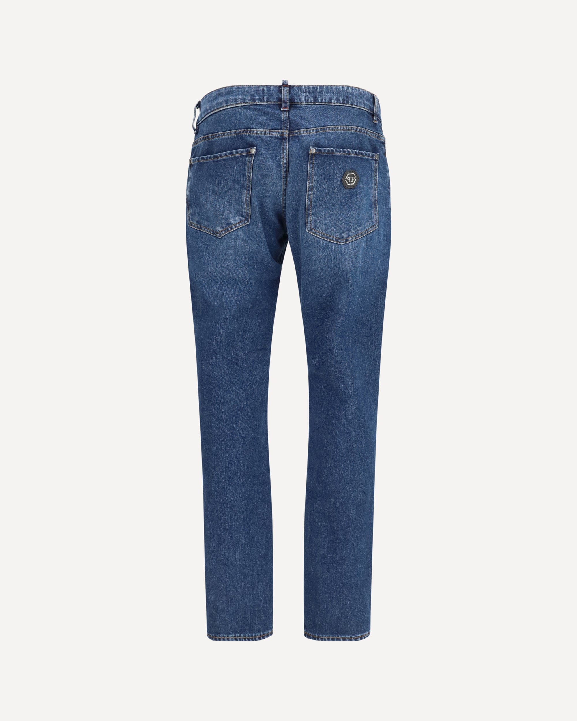 Philipp Plein Straight Cut Logo Appliqué Jeans - alternate view
