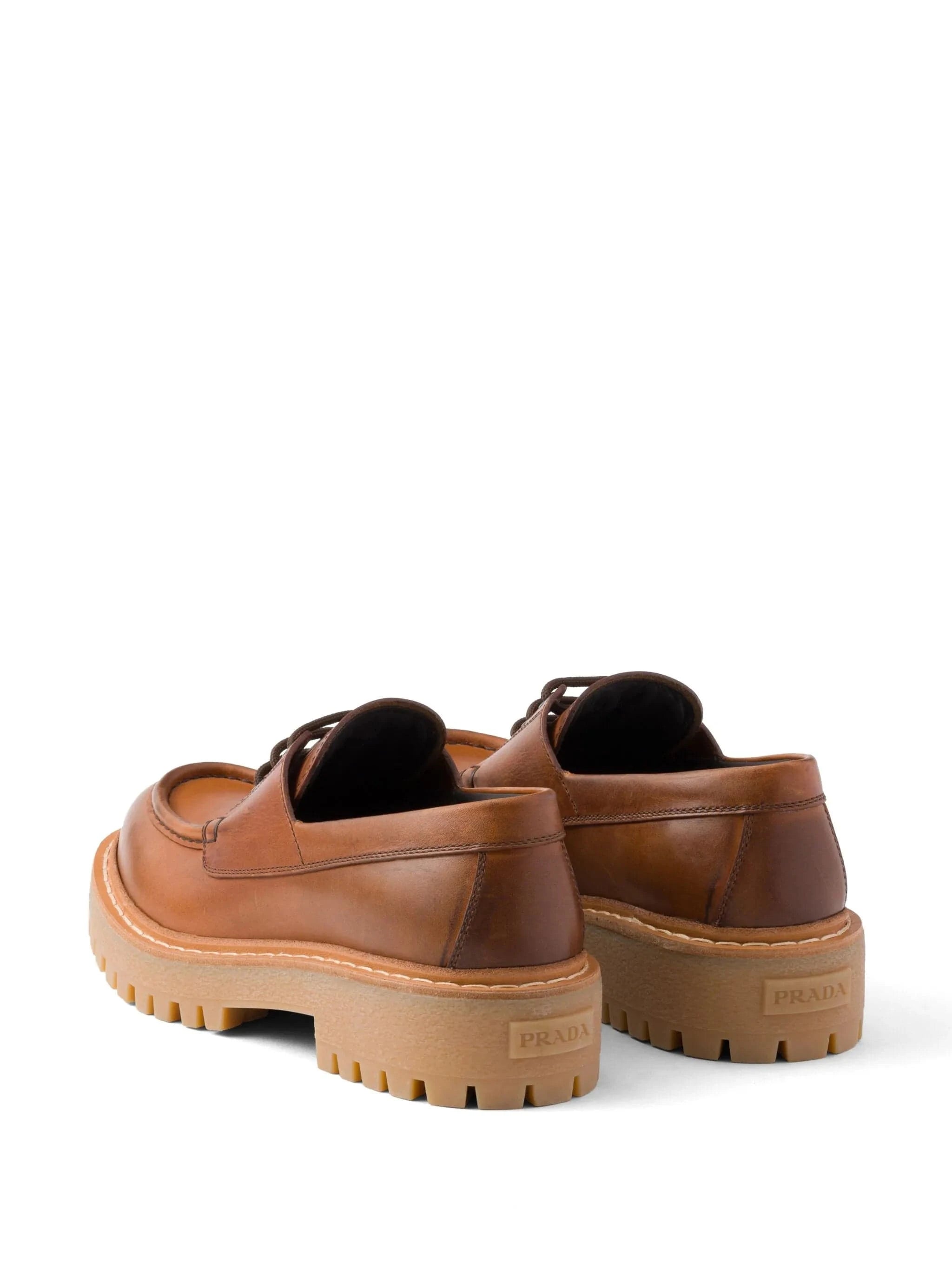 Prada 45mm Lace-Up Leather Loafers