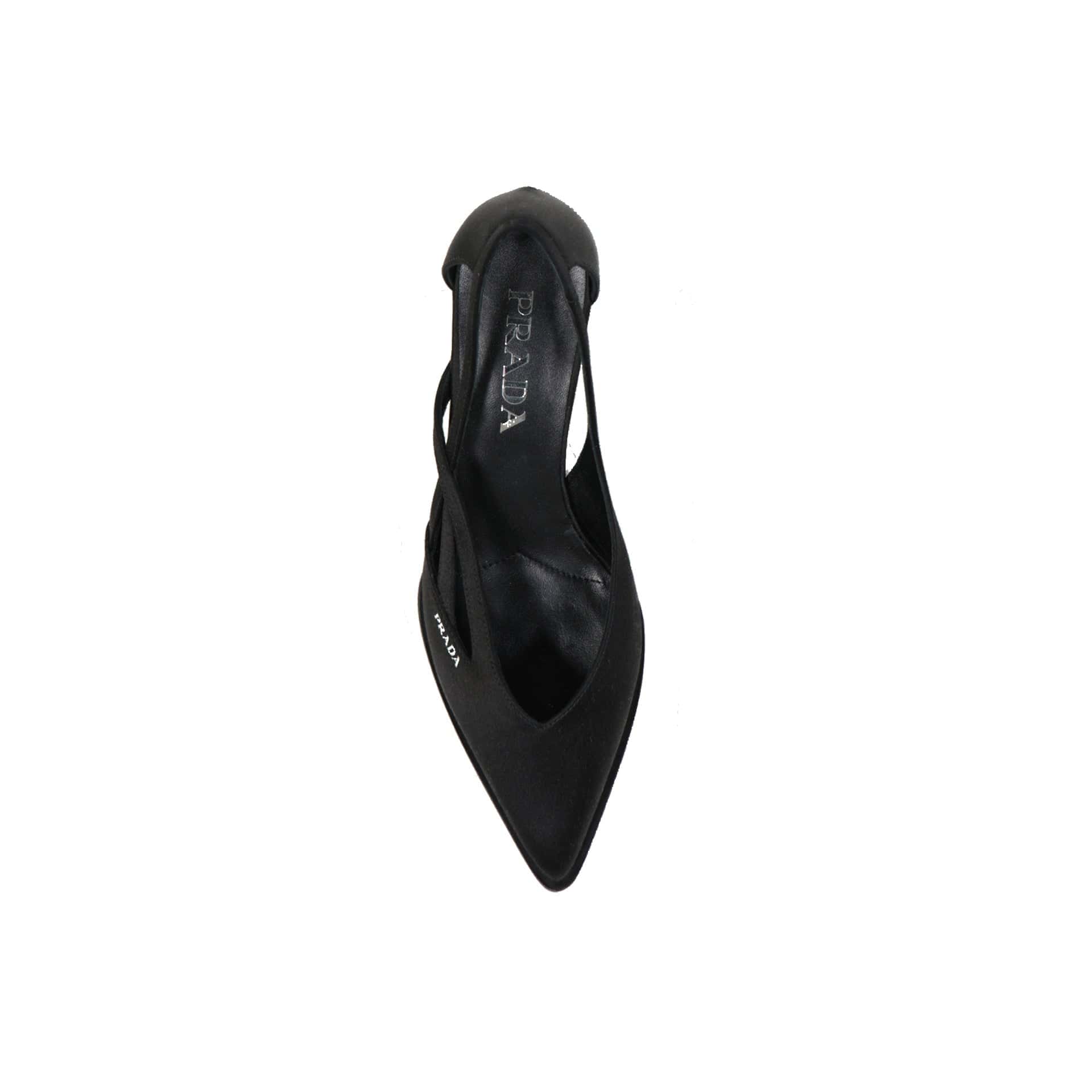 Prada 55mm Cut-Out Satin Slingback Pumps