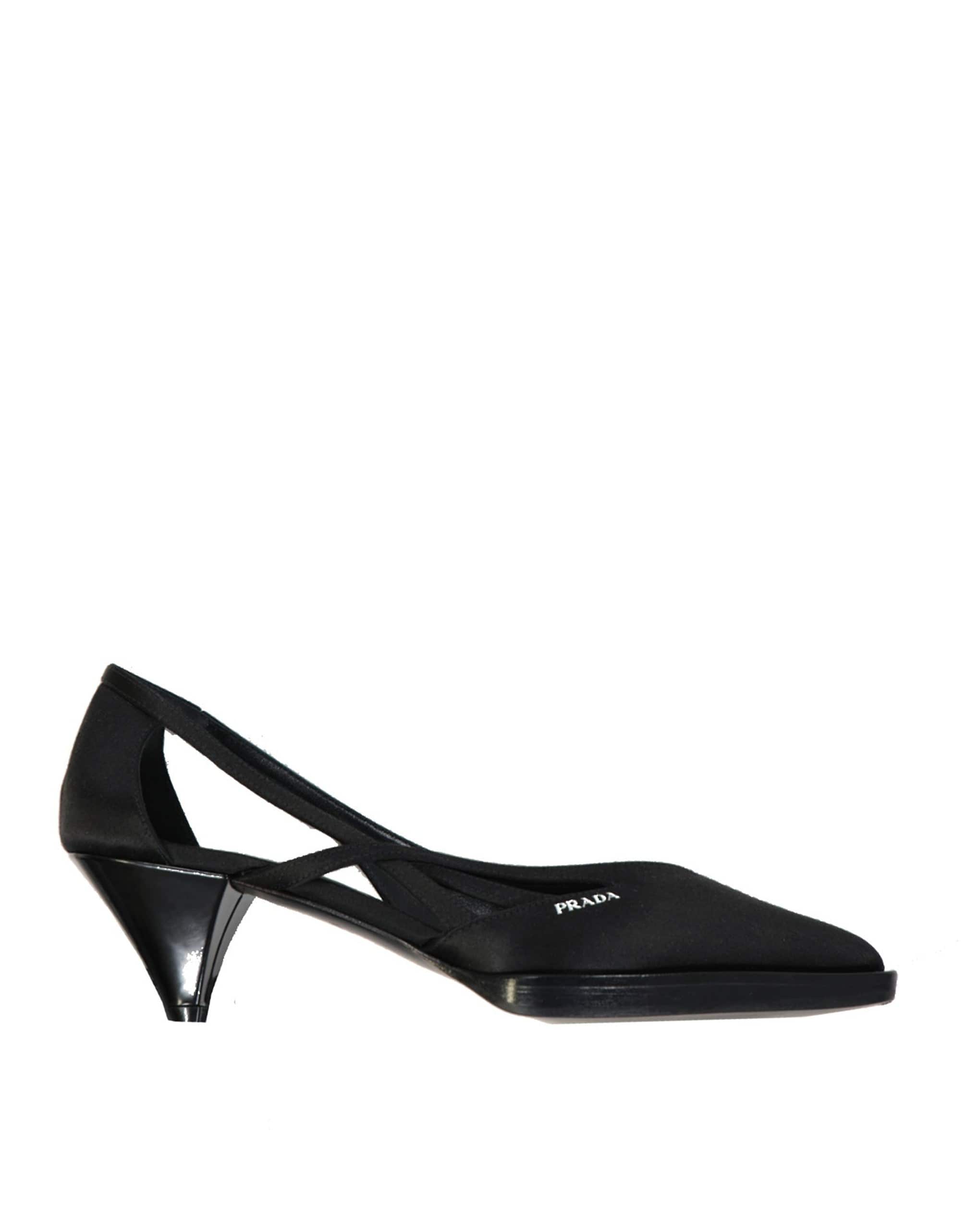 Prada 55mm Cut-Out Satin Slingback Pumps