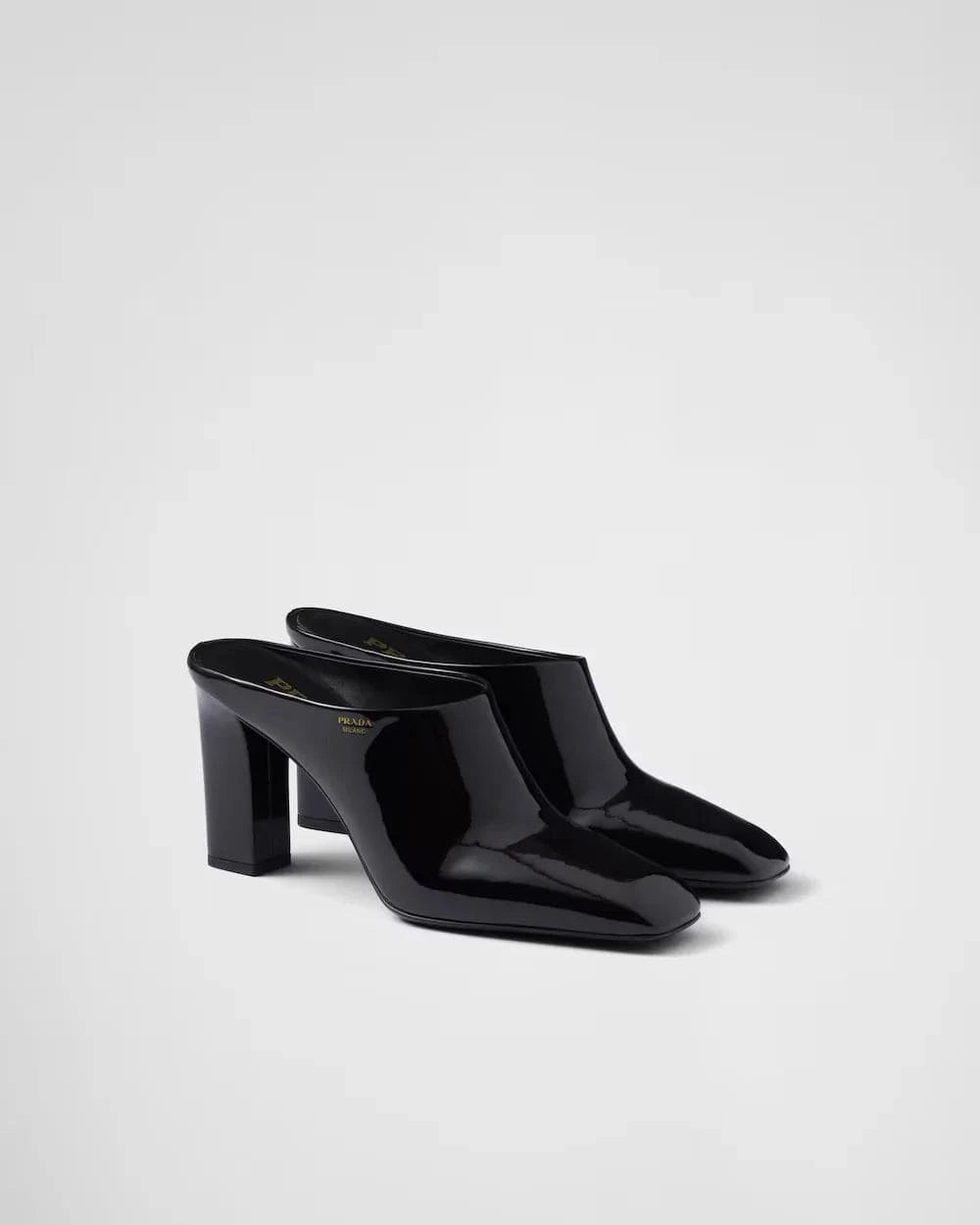 Prada 85mm Patent Leather Mules