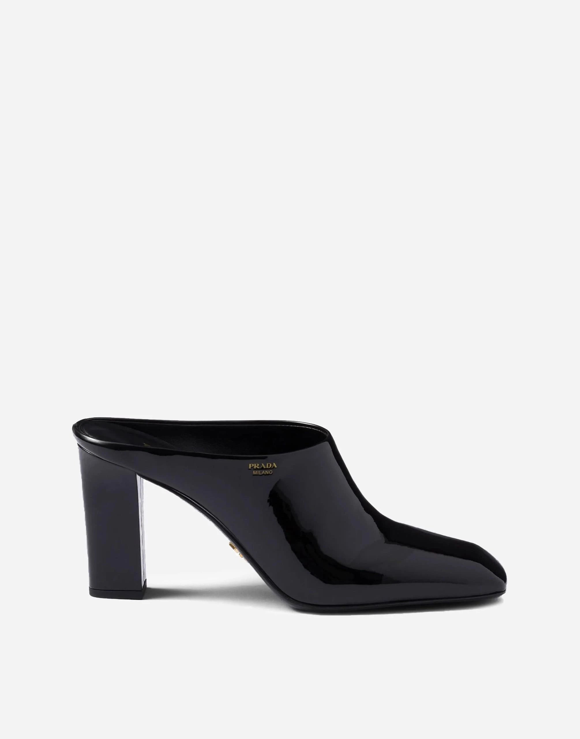 Prada 85mm Patent Leather Mules | Sendegaro