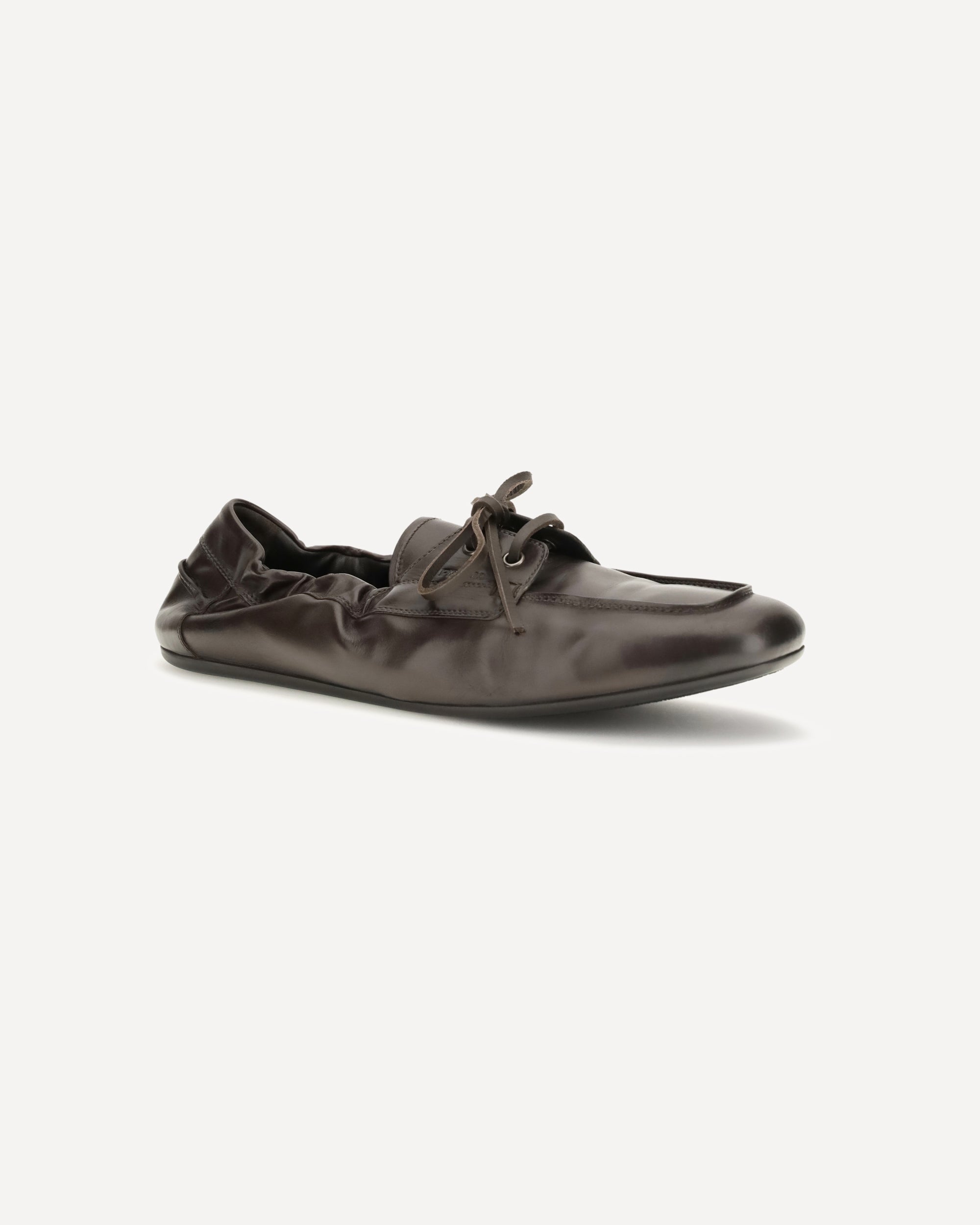 Prada Aged Leather Lace-Up Sneakers - alternate view
