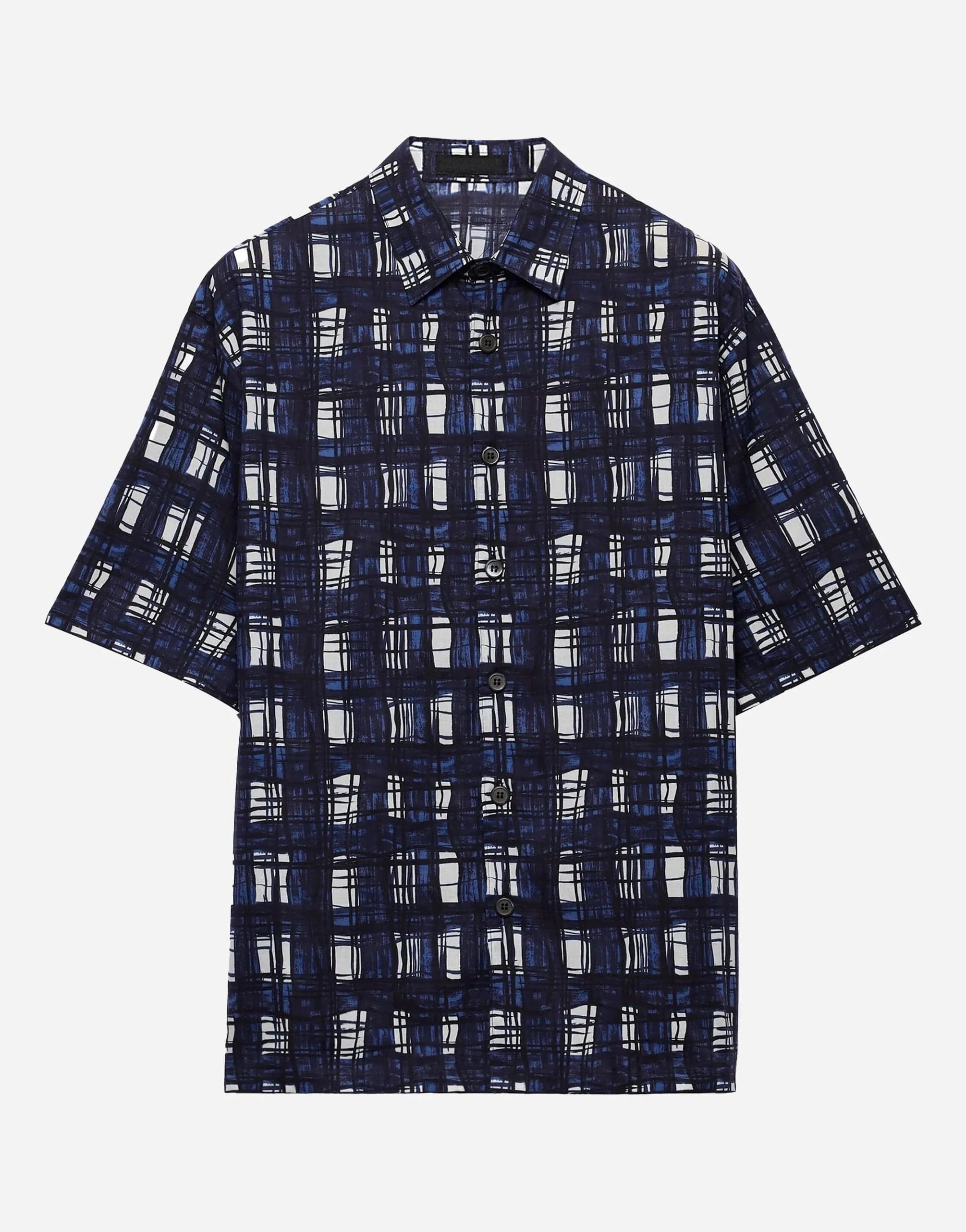 Prada Astral Blue-Striped Bowling Shirt