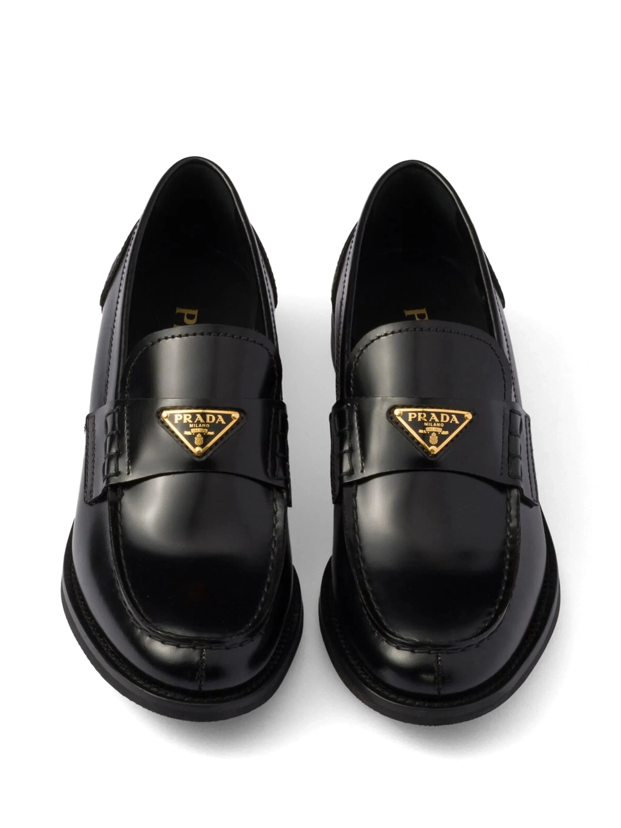 Prada Black Brushed Leather Loafers
