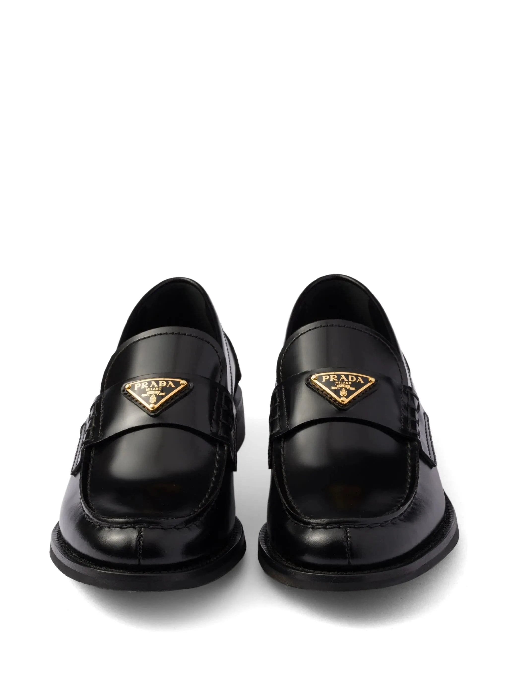 Prada Black Brushed Leather Loafers