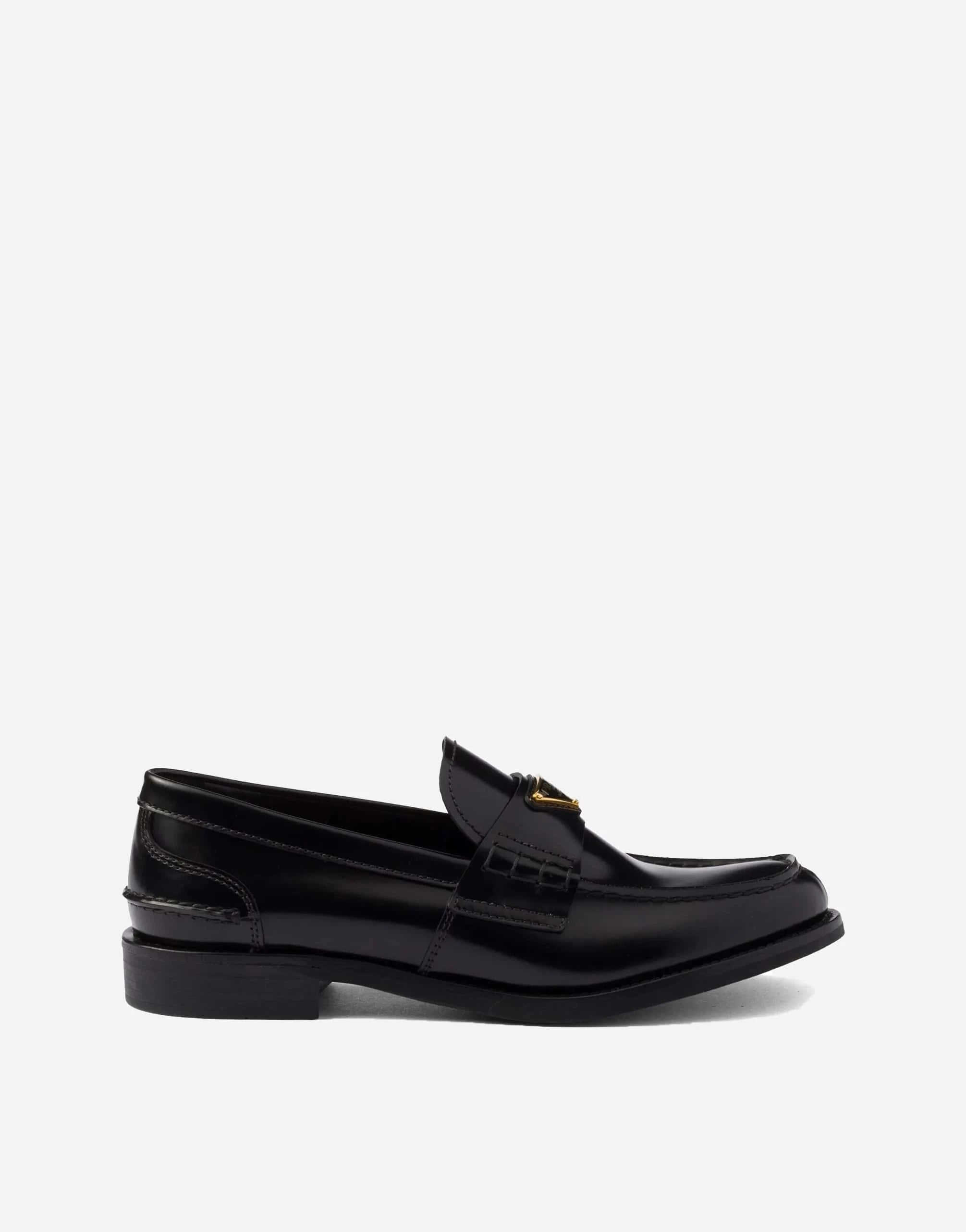 Prada Black Brushed Leather Loafers