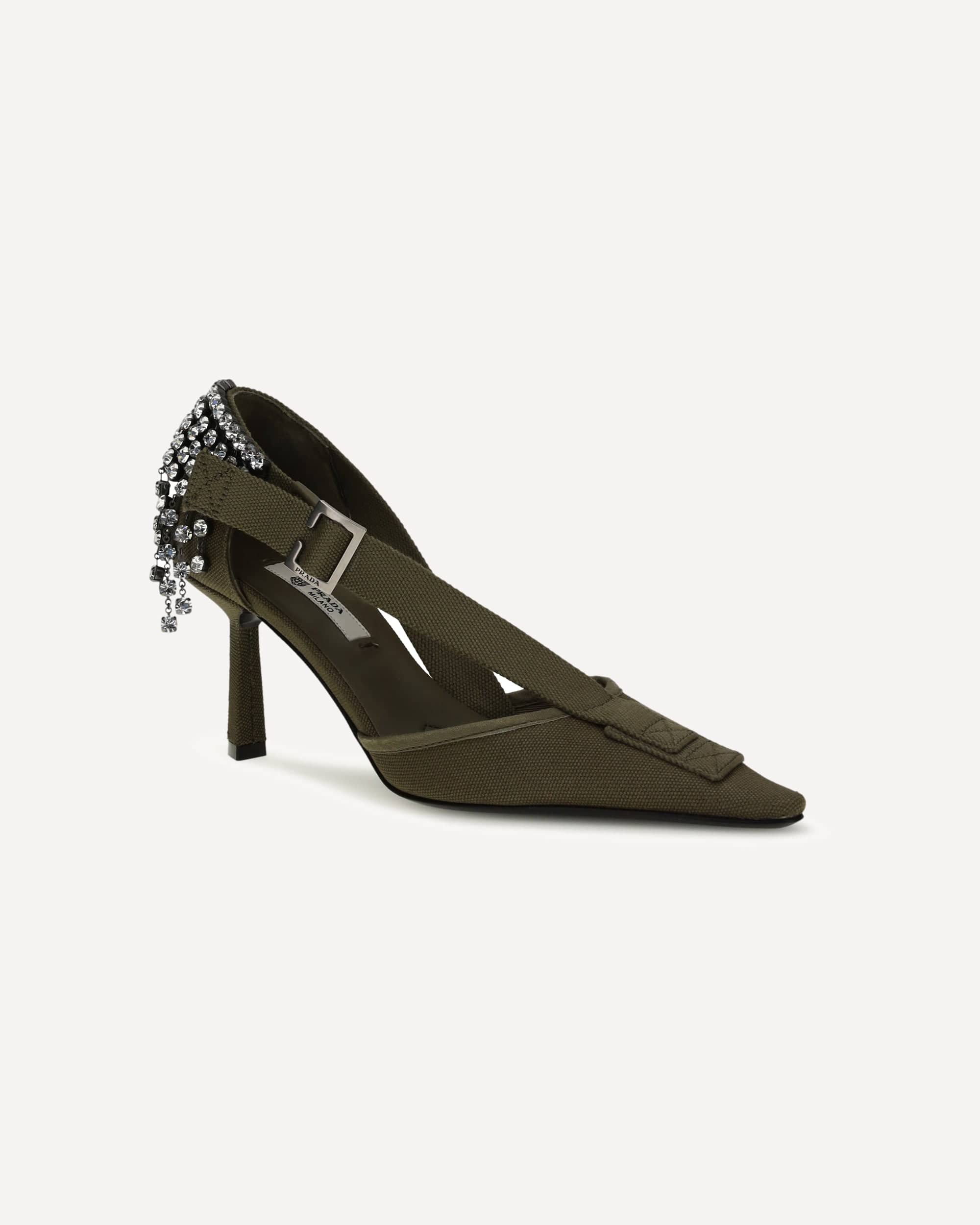 Prada Canvas Pumps With Crystals - alternate view