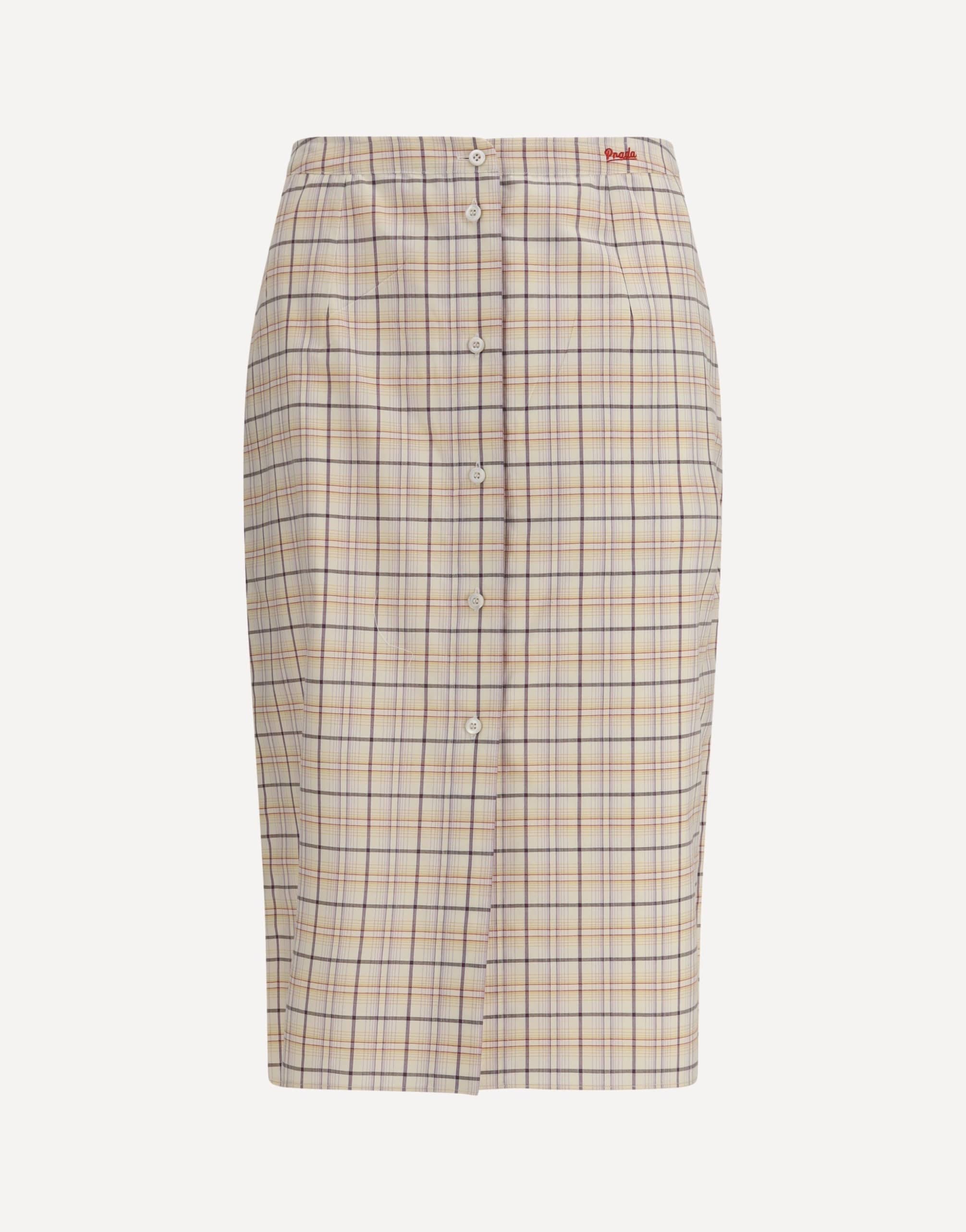 Prada Checked Cotton Poplin Pencil Skirt