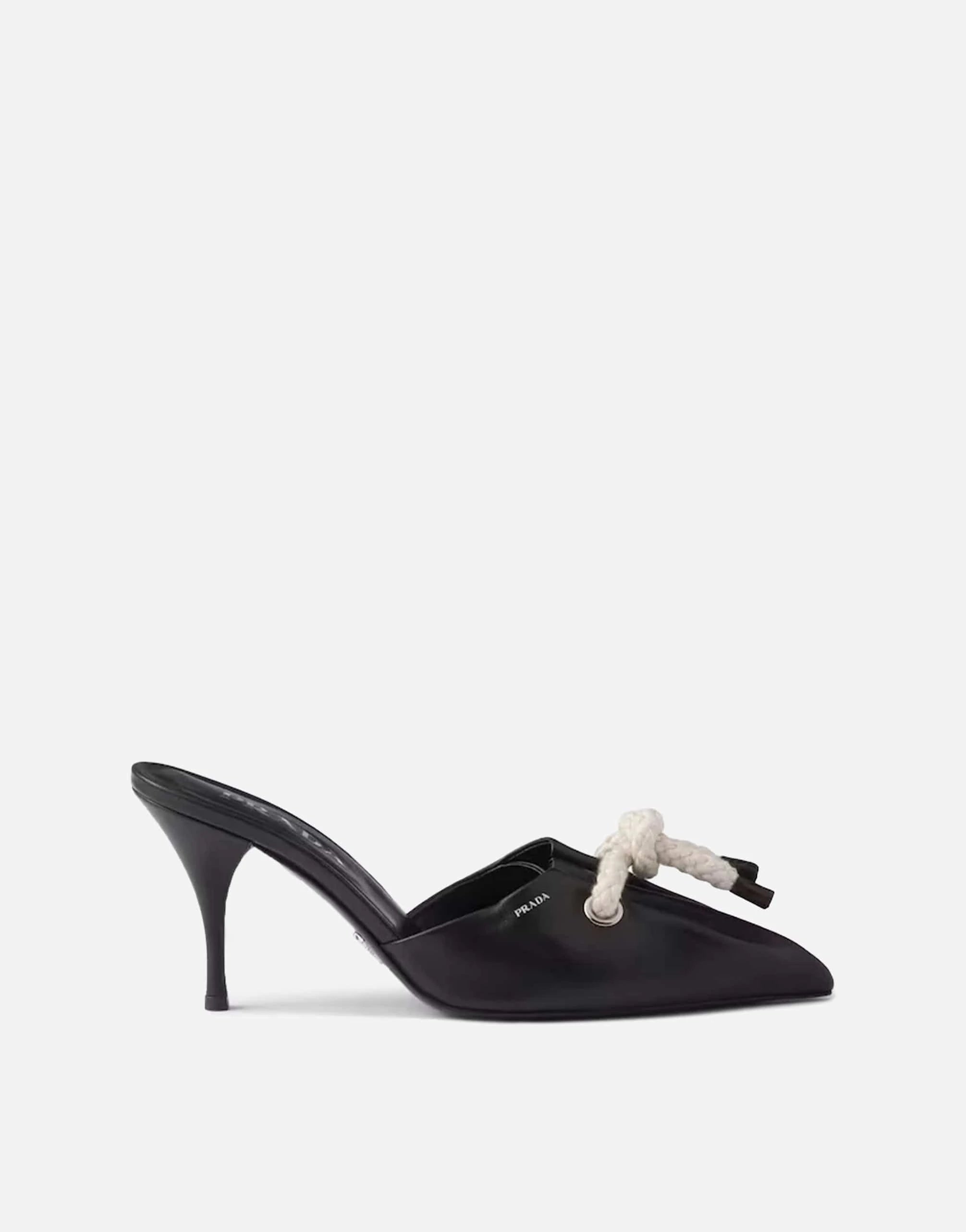 靴 PRADA Heart Leather Mules Prada Cord Detail Leather Mules | Sendegaro US