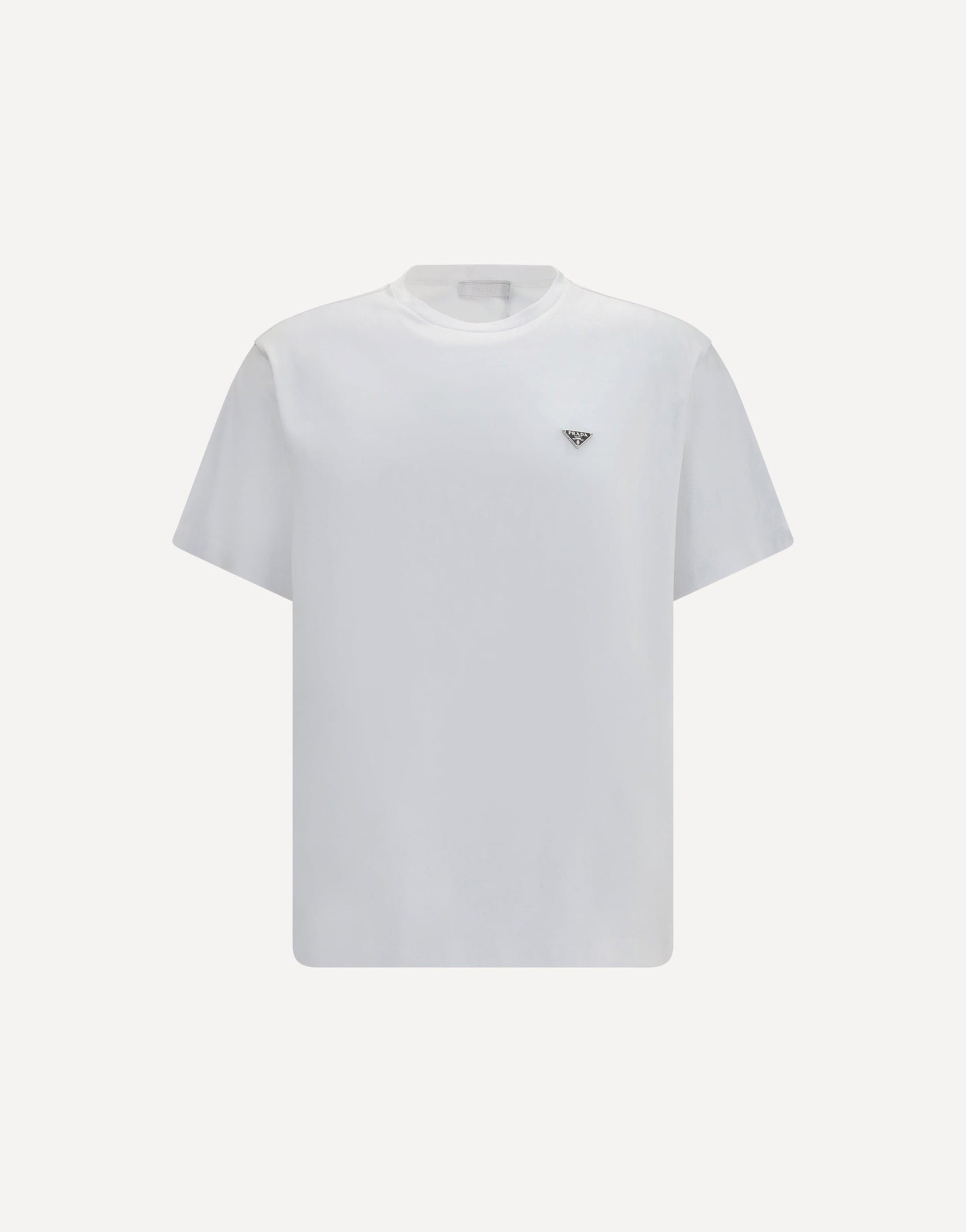 Prada Prada Cotton T-Shirt With Triangle Logo