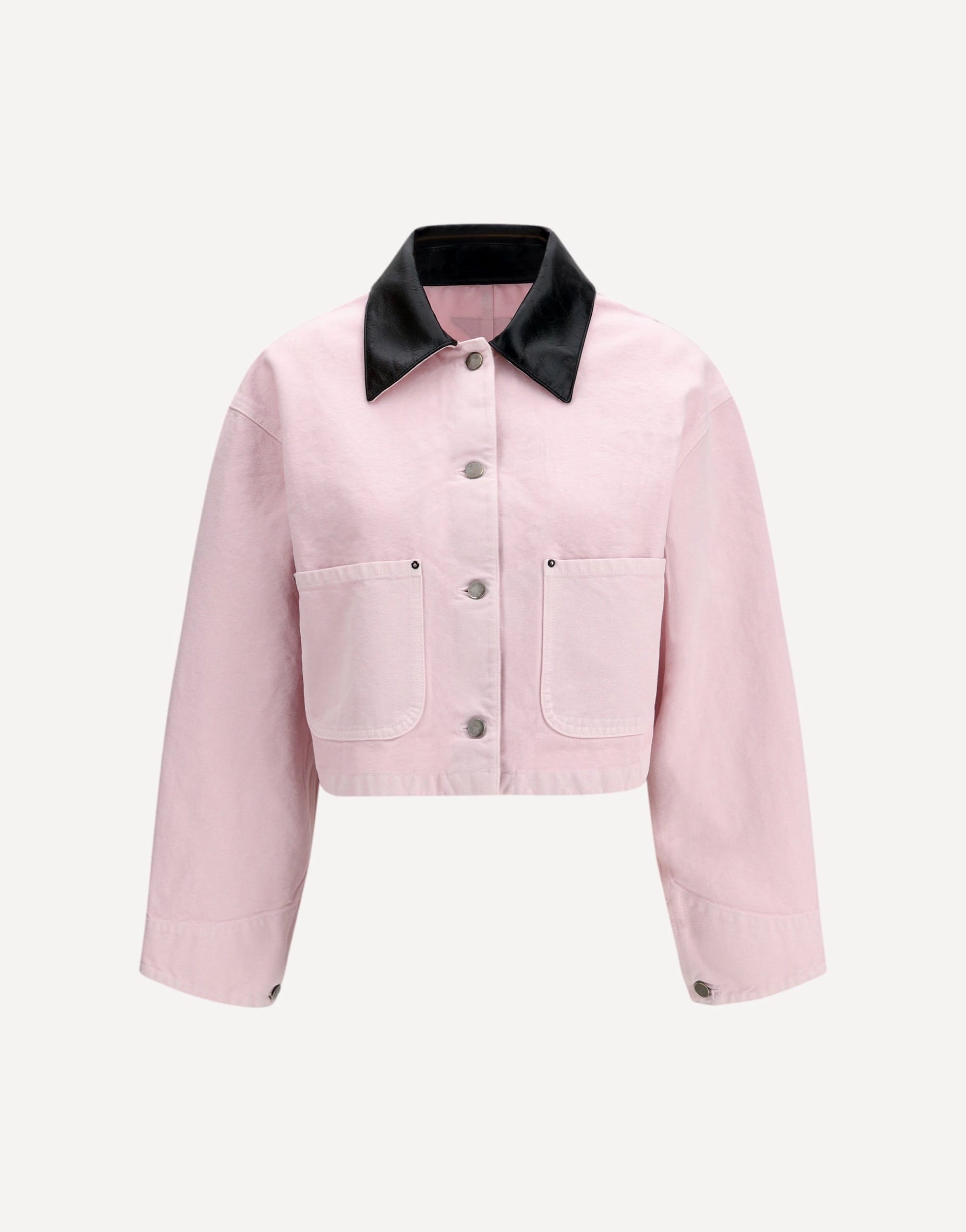 Prada Denim Jacket With Leather Collar