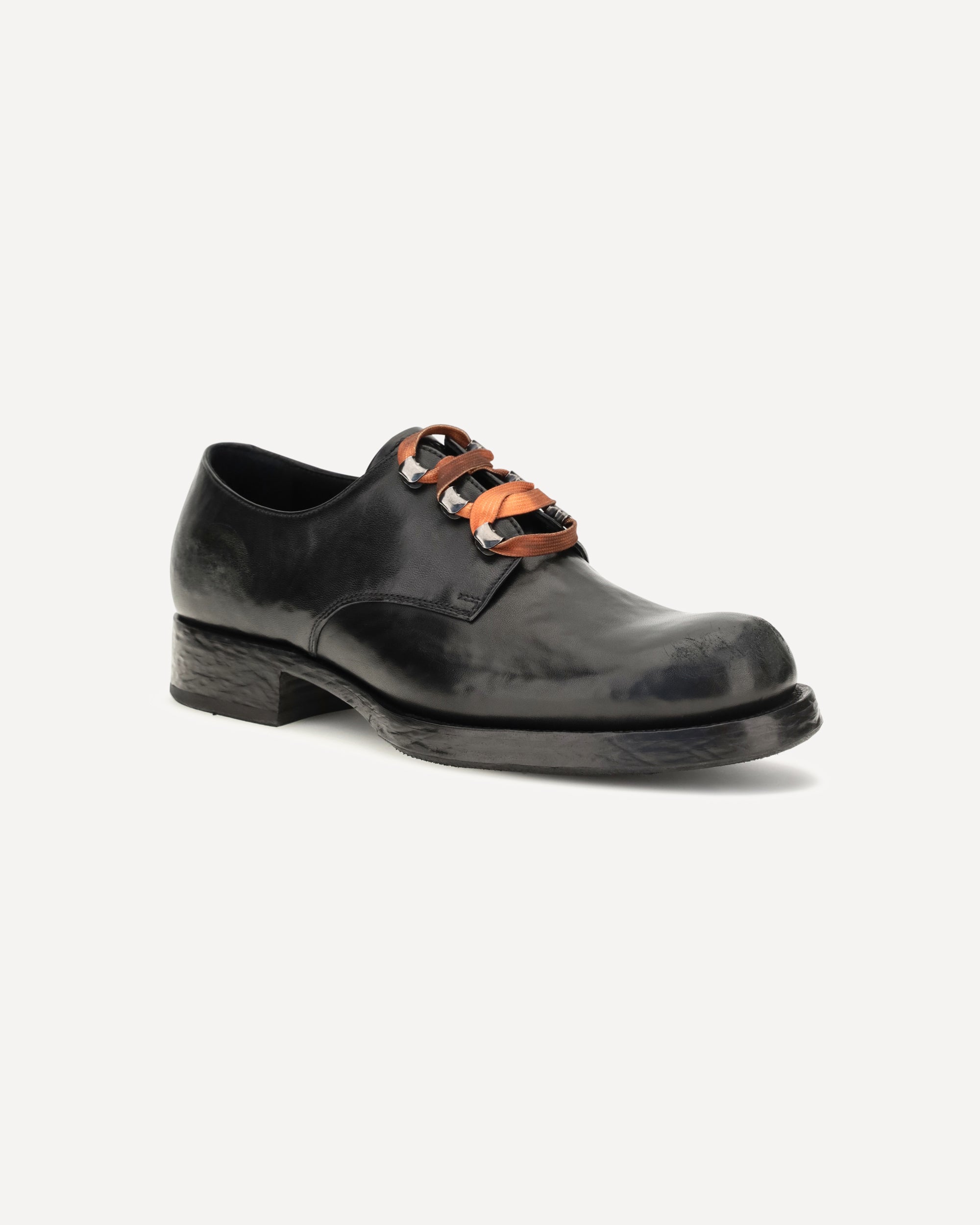 Prada Distressed Leather Lace-Up Shoes - alternate view