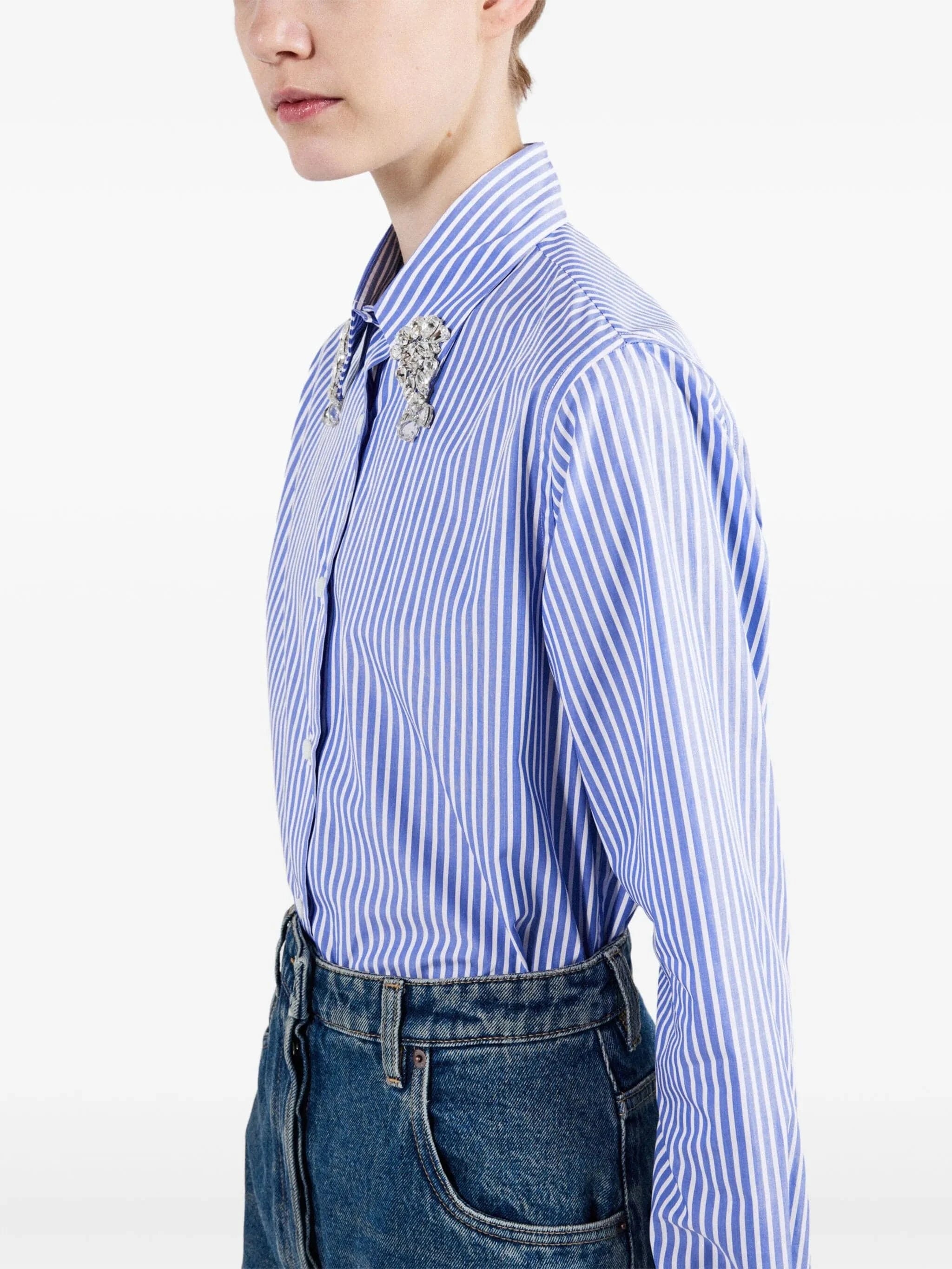 Prada Embroidered Stripe Shirt