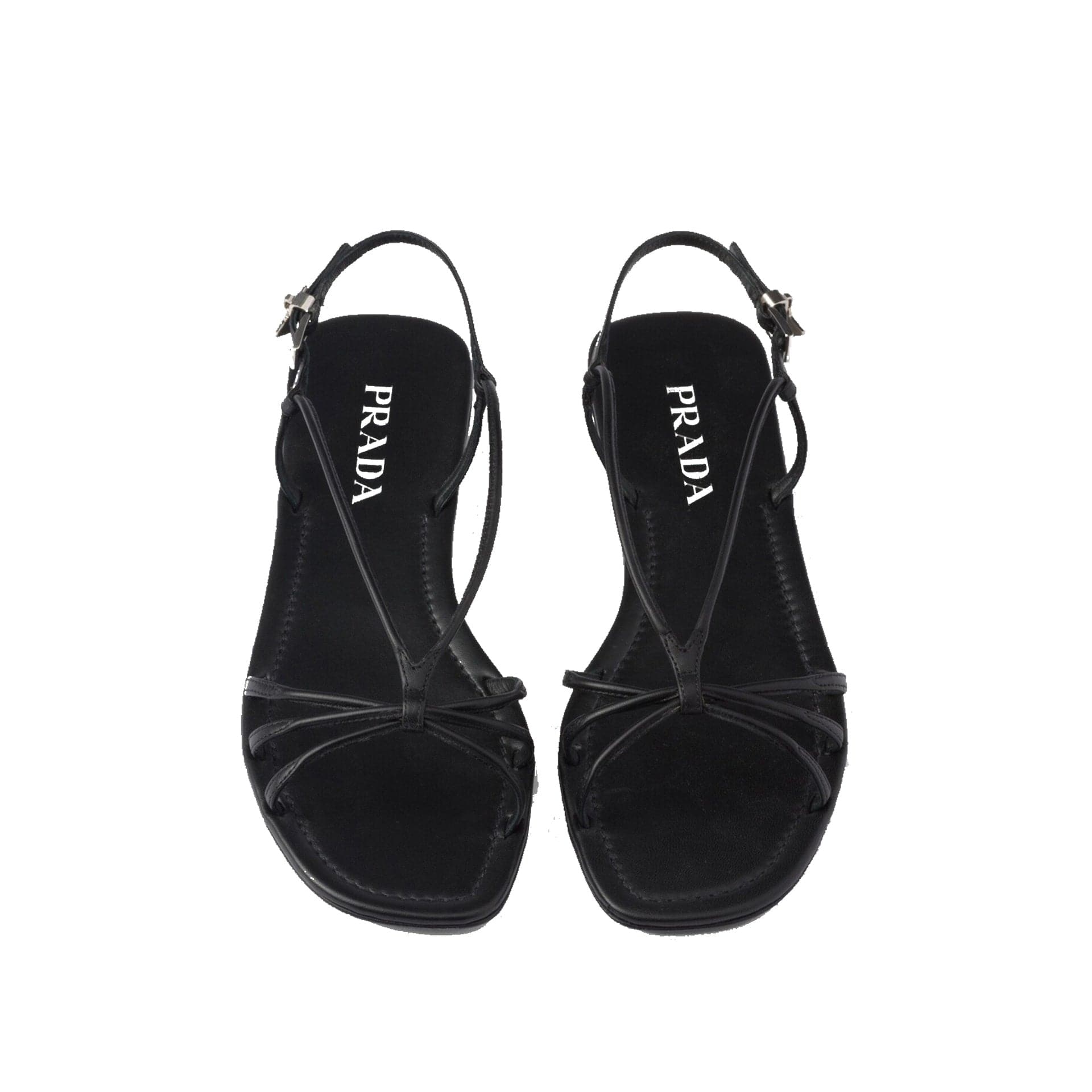 Prada Enamel Triangle Leather Sandals