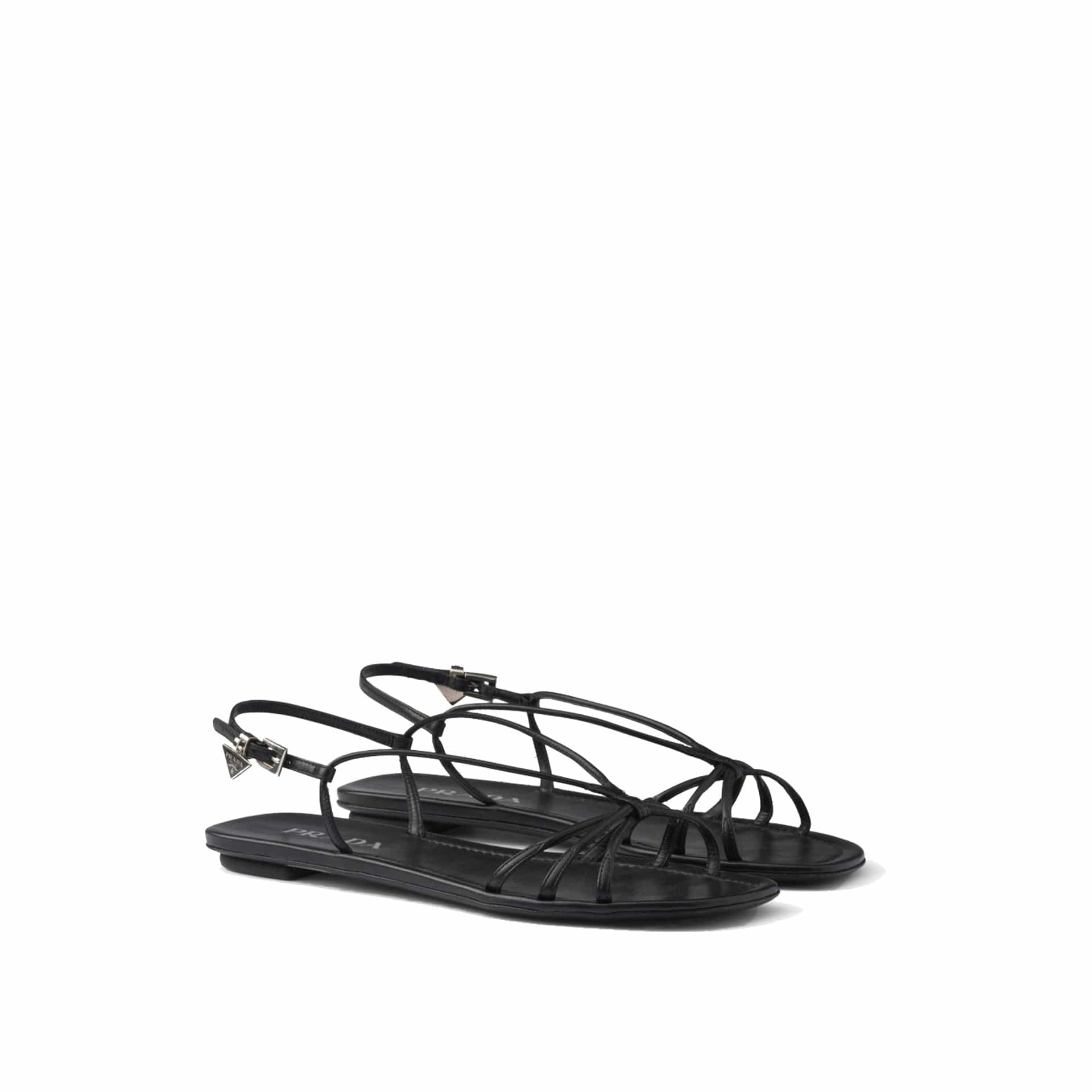 Prada Enamel Triangle Leather Sandals - alternate view