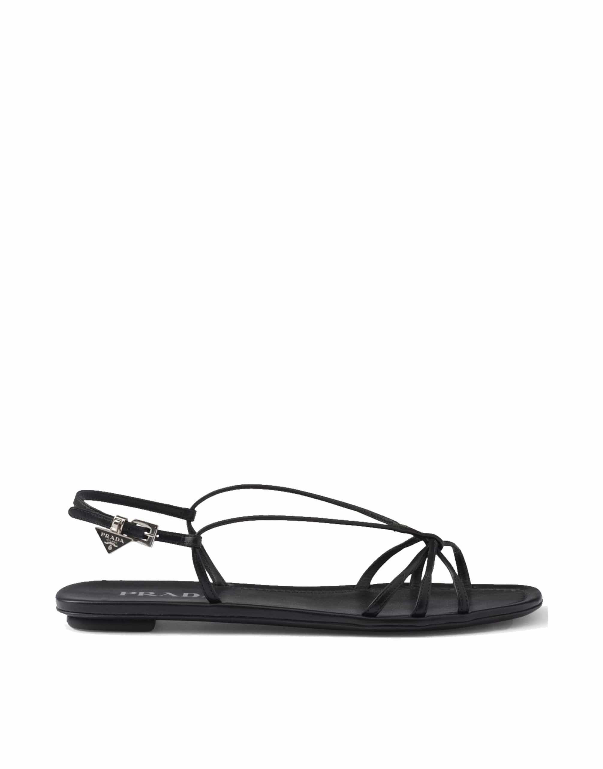 Prada Enamel Triangle Leather Sandals