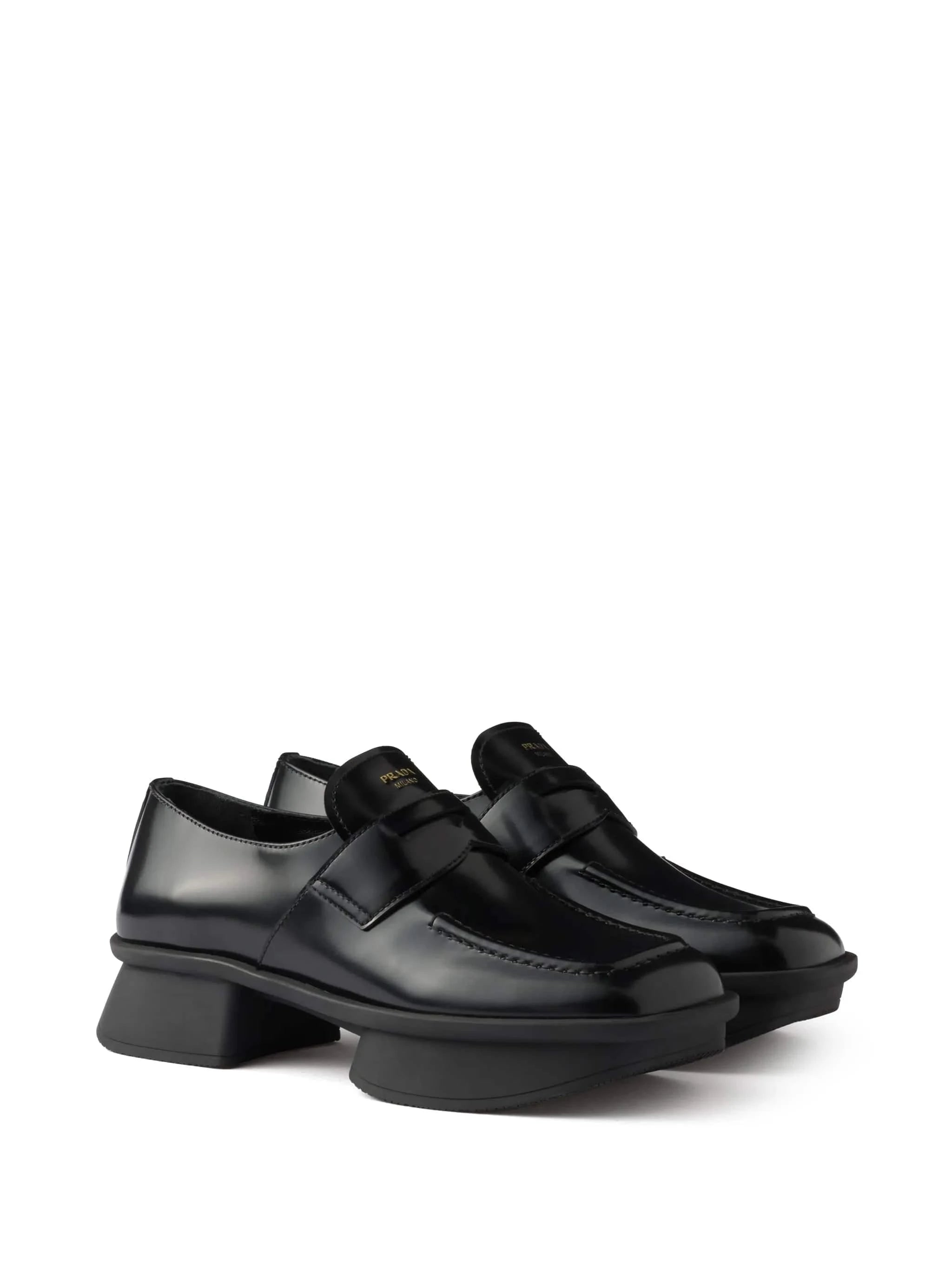 Prada Equal Brushed Leather Loafers