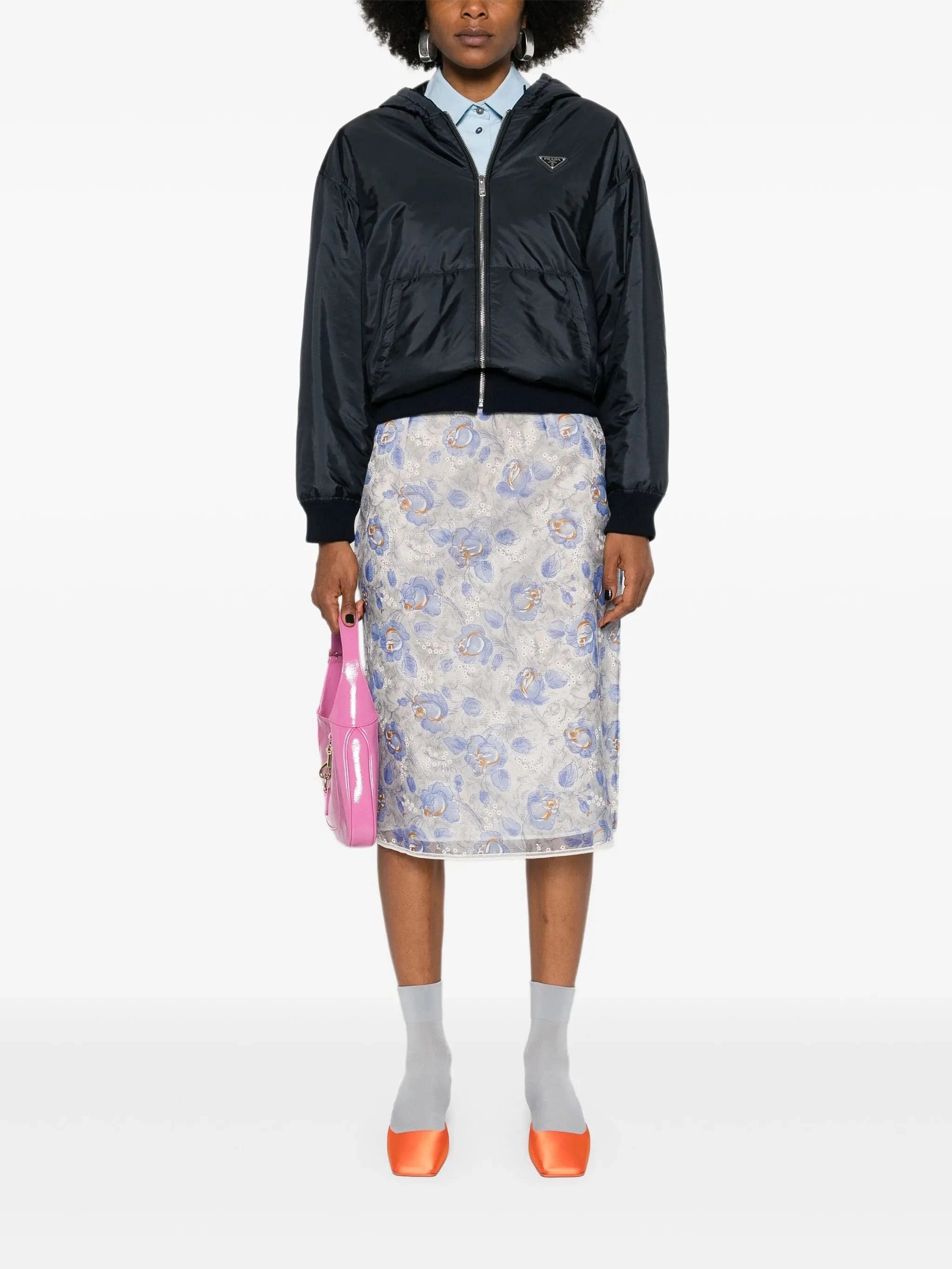 Prada Floral-Print Pencil Skirt