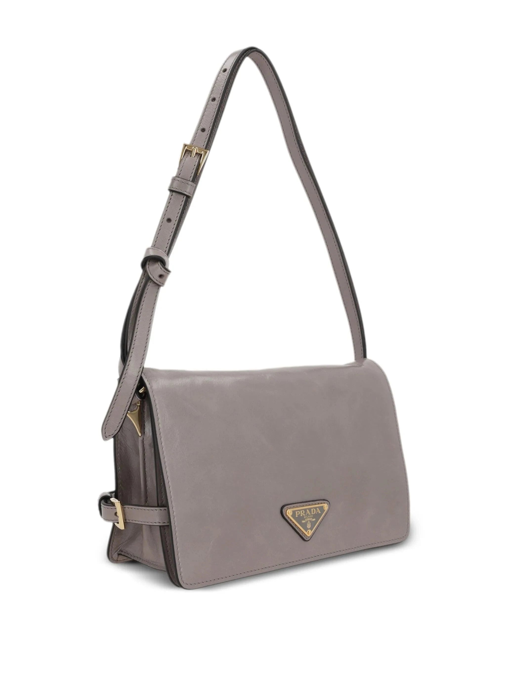 Prada Grey Leather Shoulder Bag